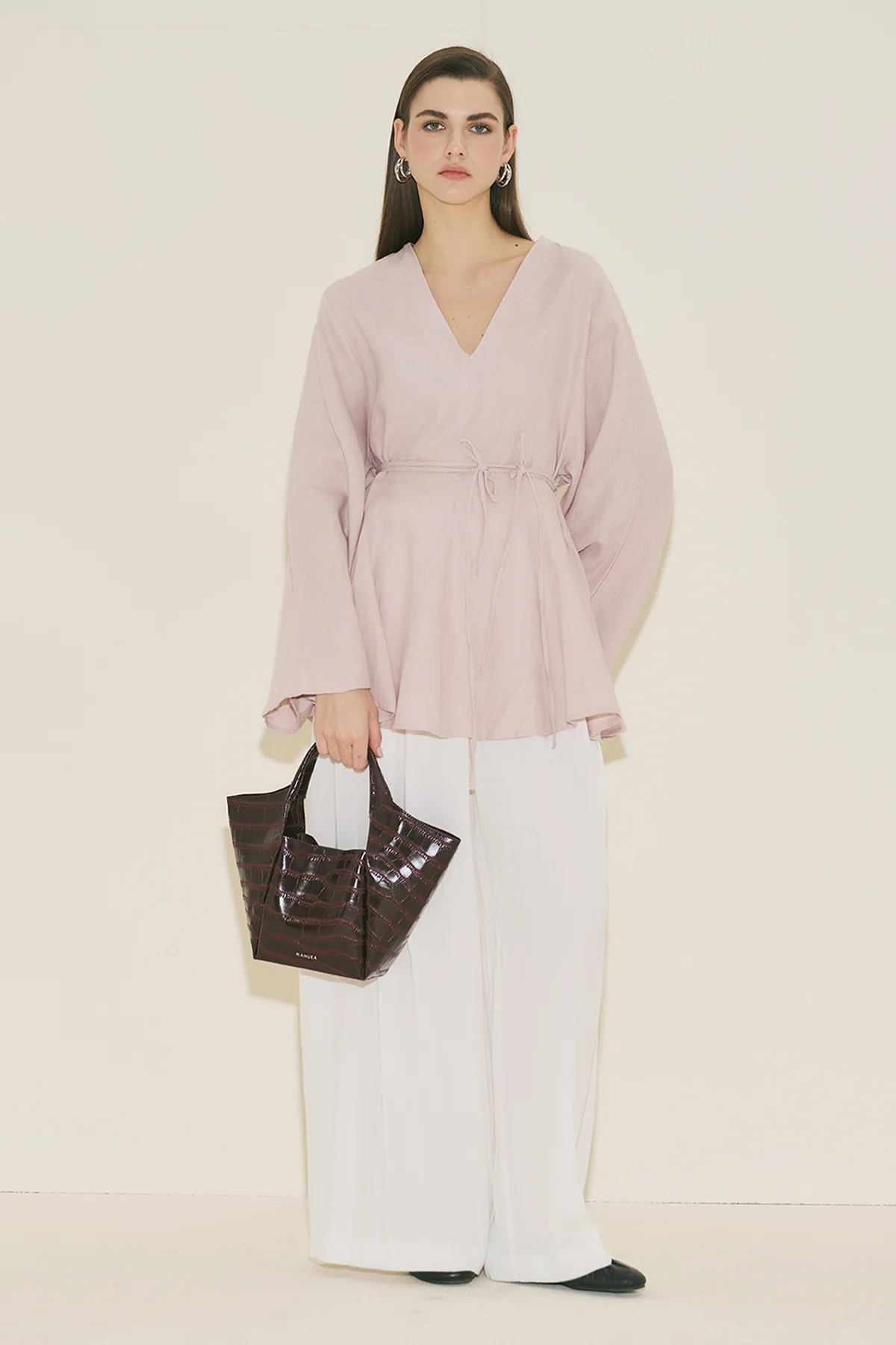 100% Linen Voluminous Tunic Pink - Image 8