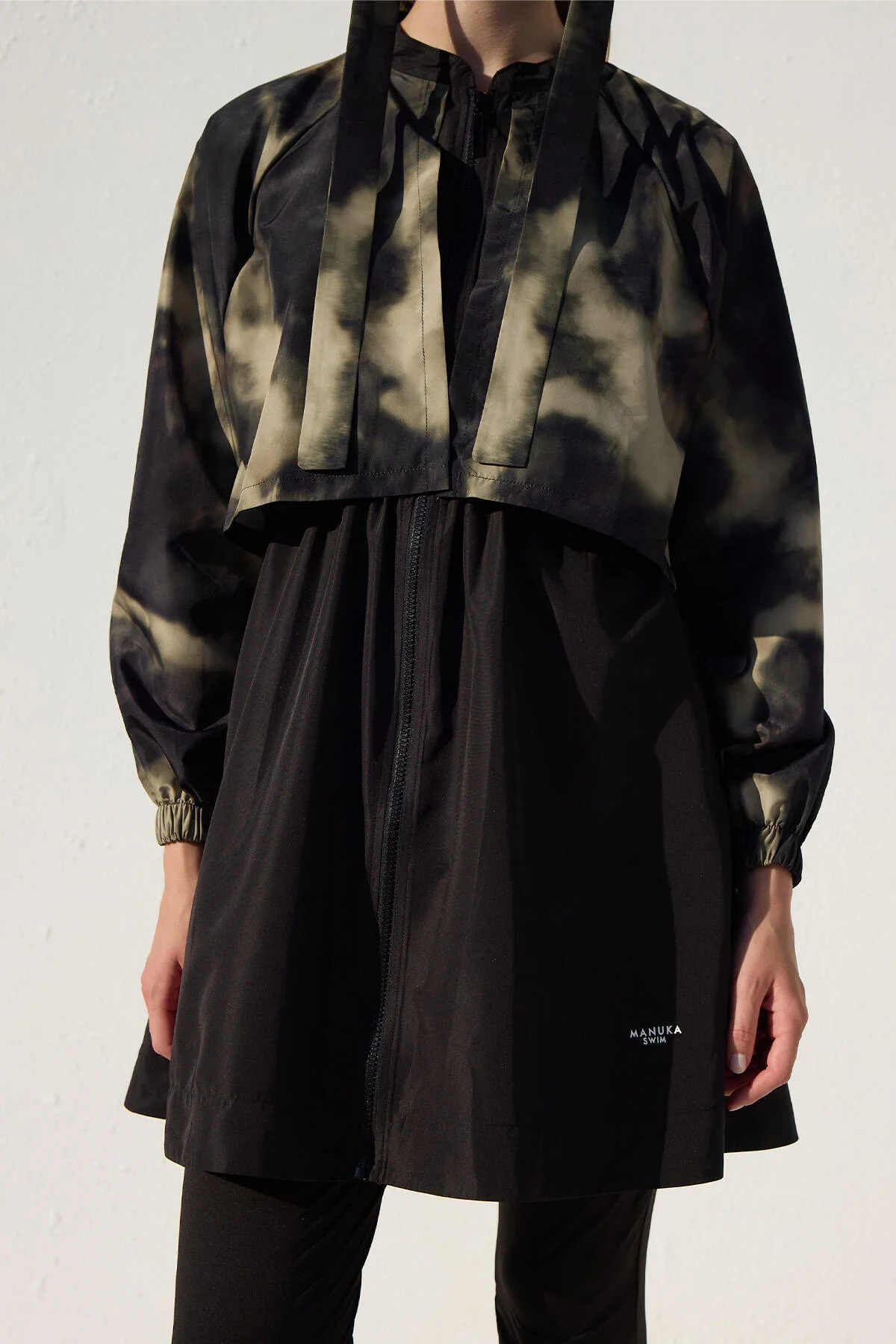3 Piece Modest Swimsuit Set With Windbreaker Faded Tie Dye - Image 9
