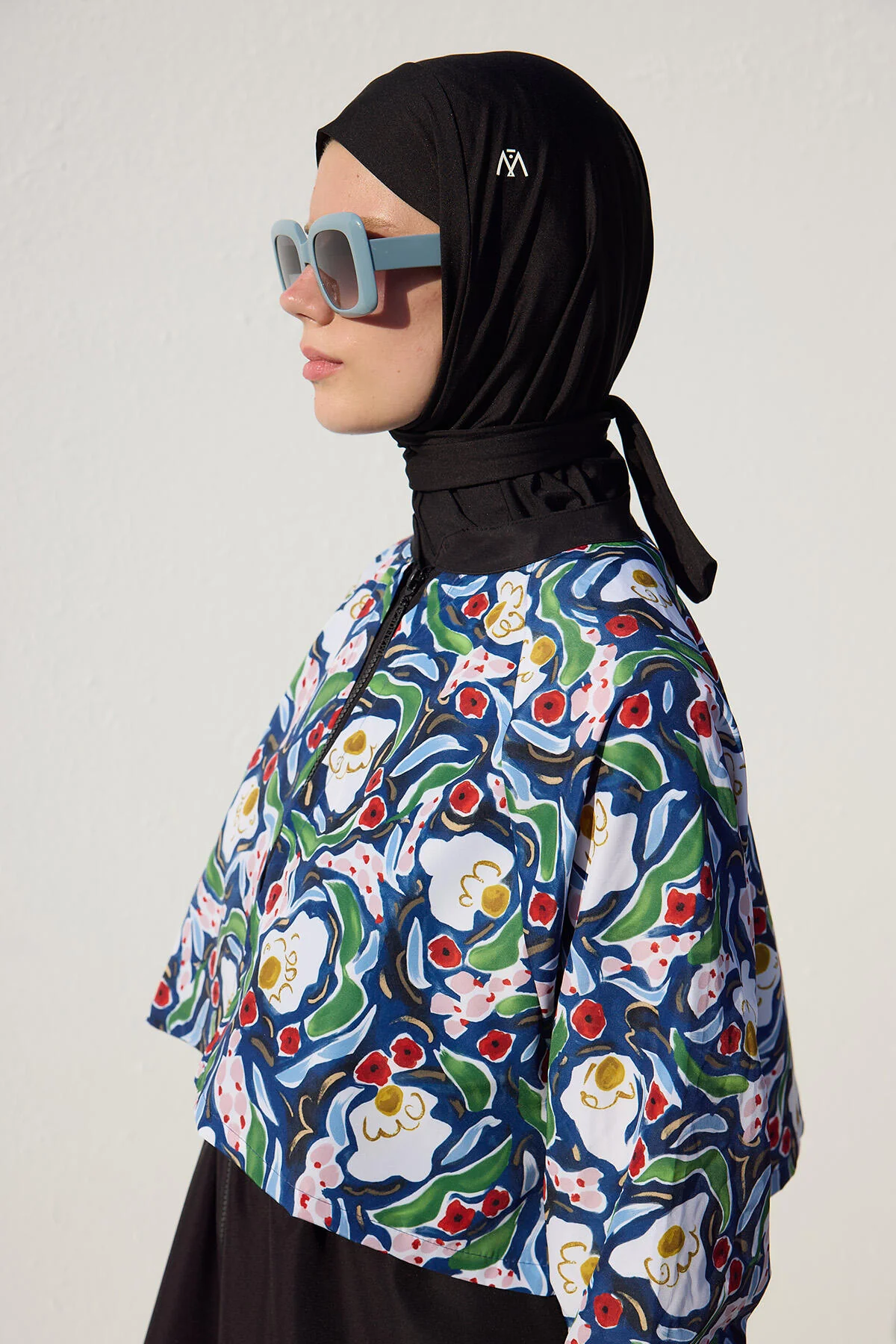 3 Piece Modest Swimsuit Set With Windbreaker Multi Color - Image 7