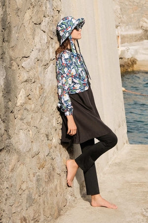 3 Piece Modest Swimsuit Set With Windbreaker Multi Color - Image 9