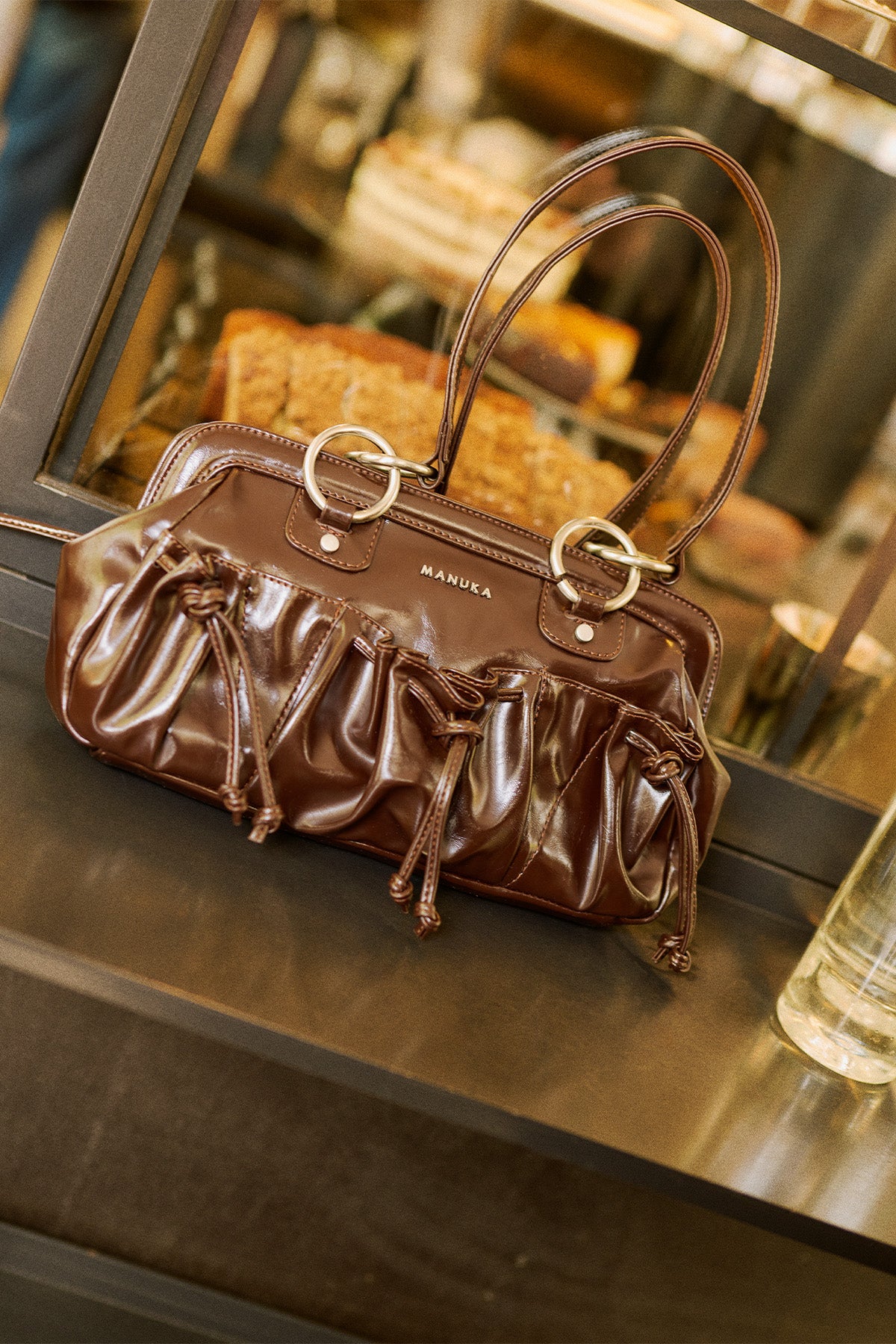 Adela Ruched Pocket Bag Brown - Image 2