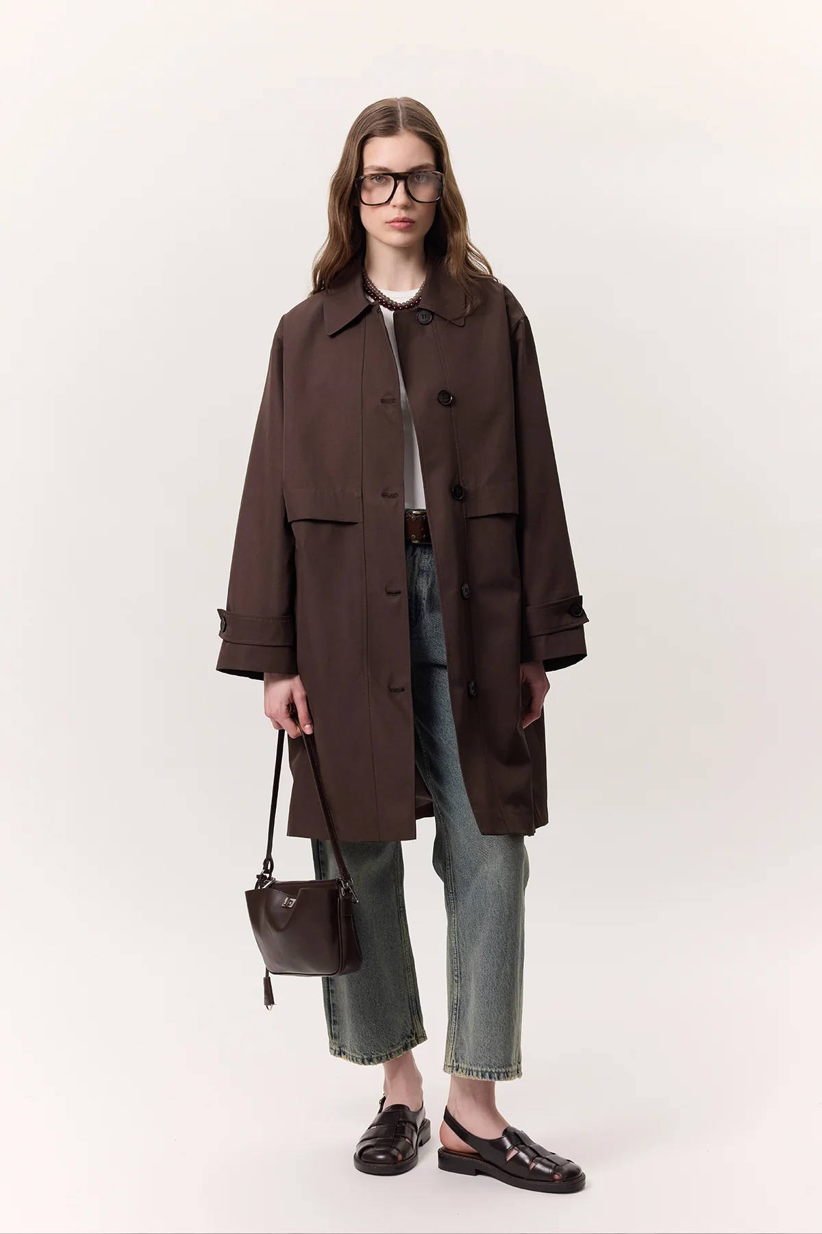 Adjustable Waist Lightweight Trench Coat Chocolate - Image 3