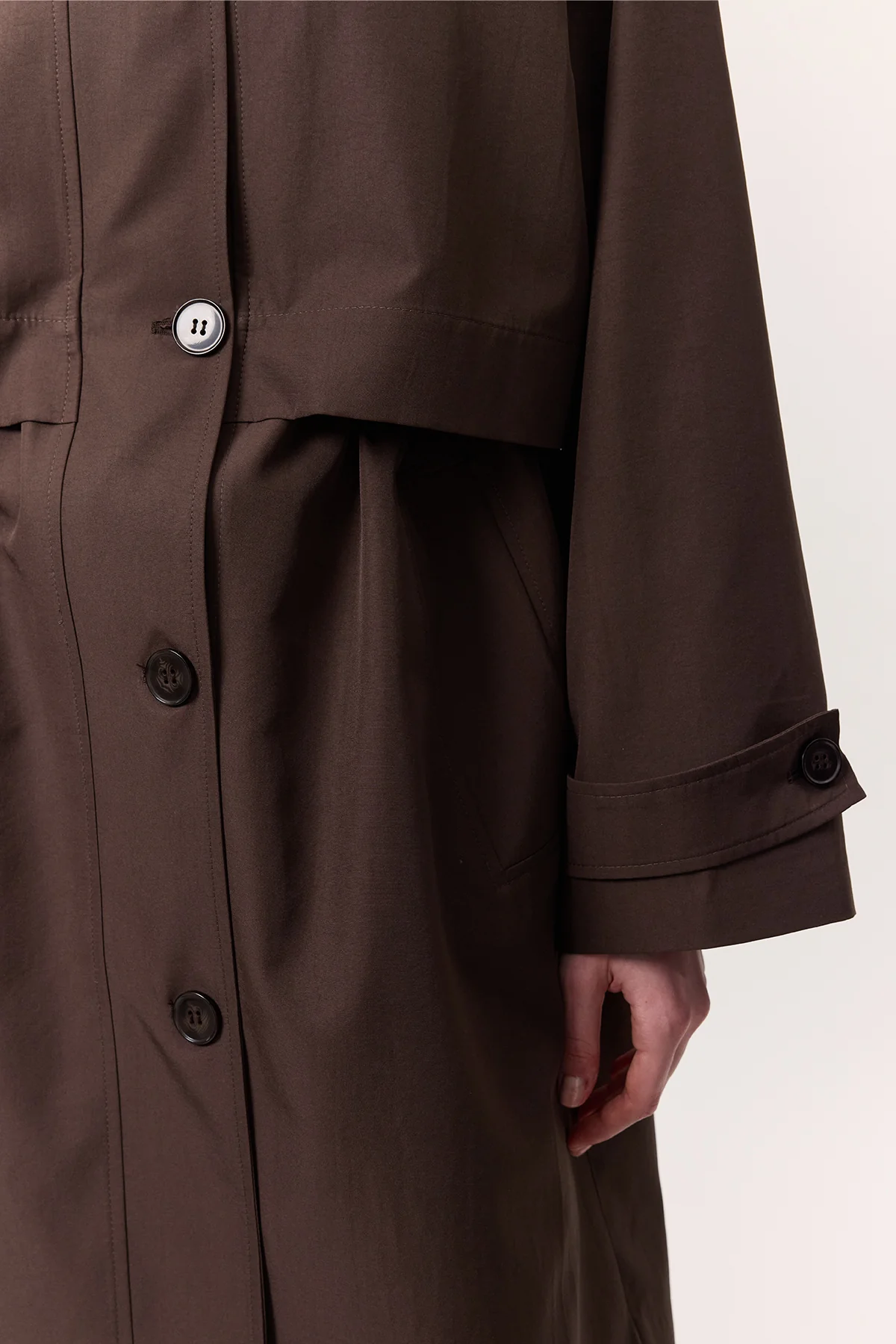 Adjustable Waist Lightweight Trench Coat Chocolate - Image 5