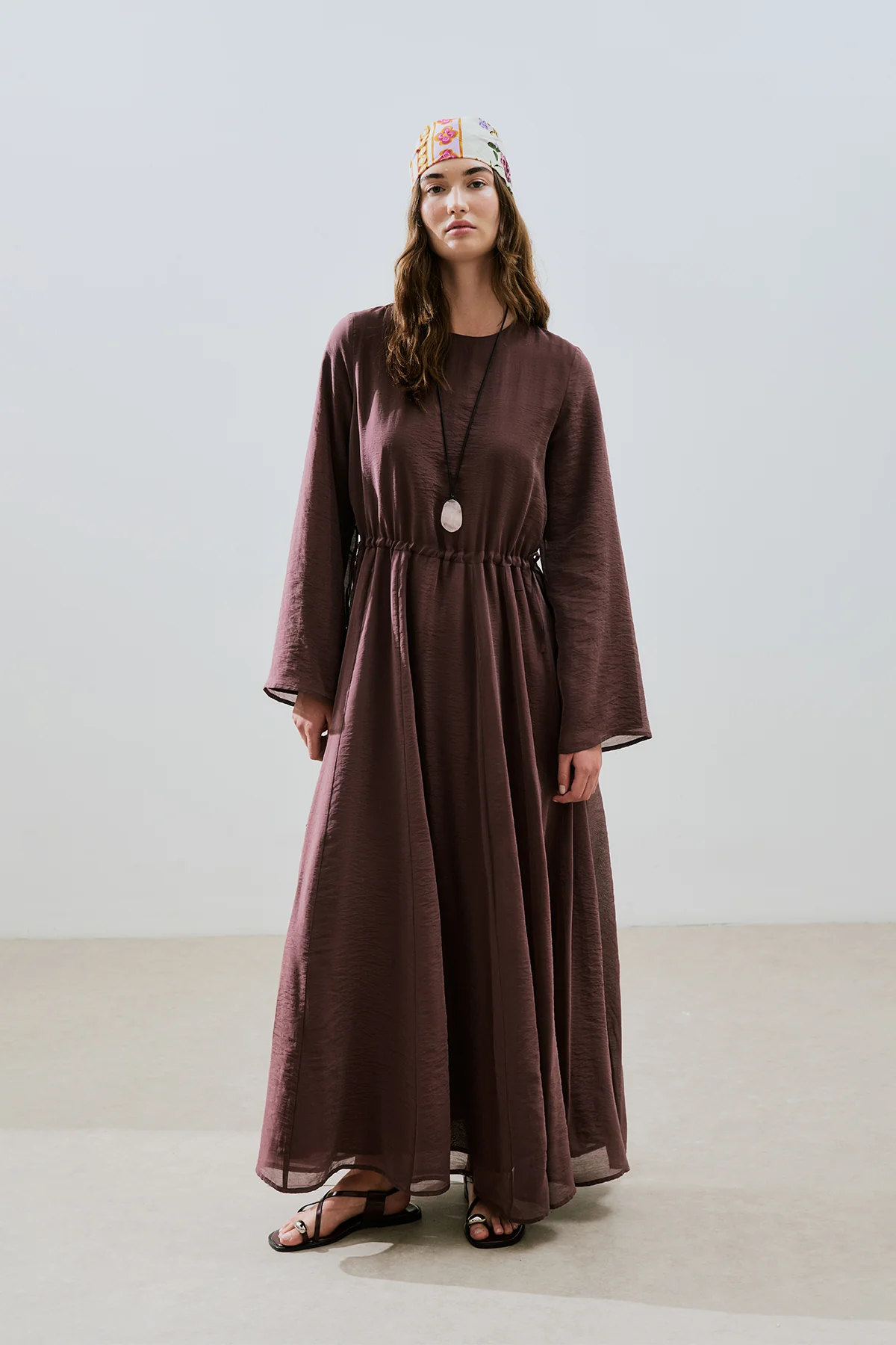 Adjustable Waist Maxi Dress Burgundy - Image 3