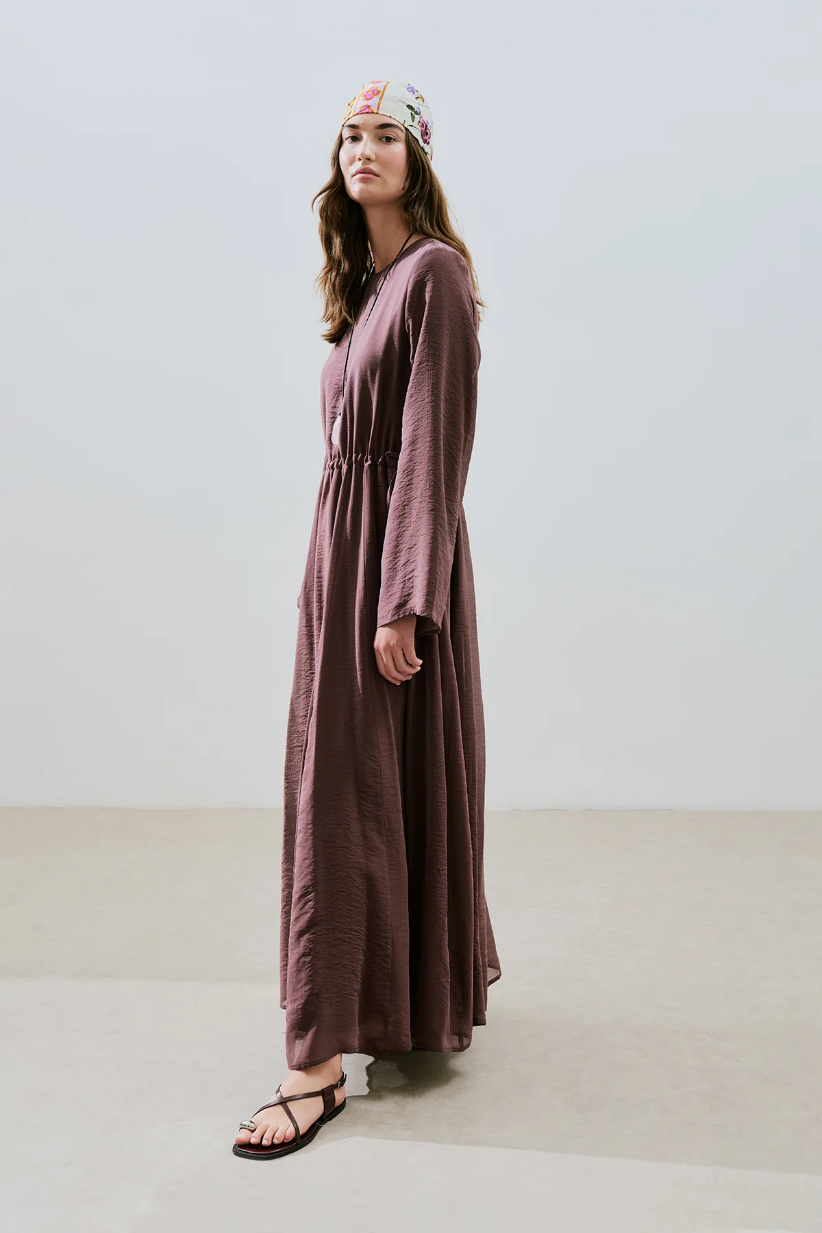 Adjustable Waist Maxi Dress Burgundy - Image 4