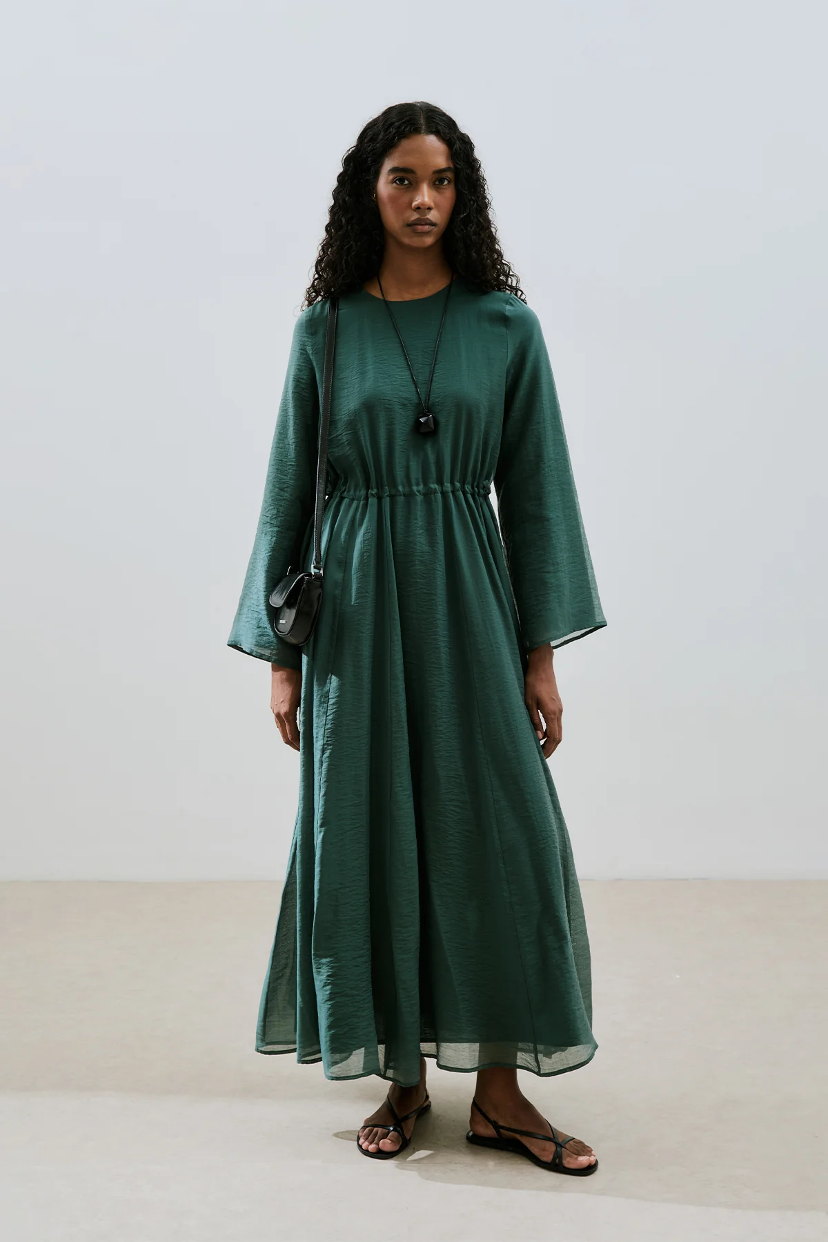 Adjustable Waist Maxi Dress Green