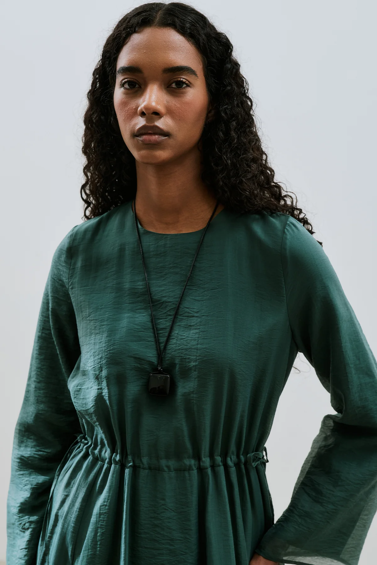 Adjustable Waist Maxi Dress Green - Image 5