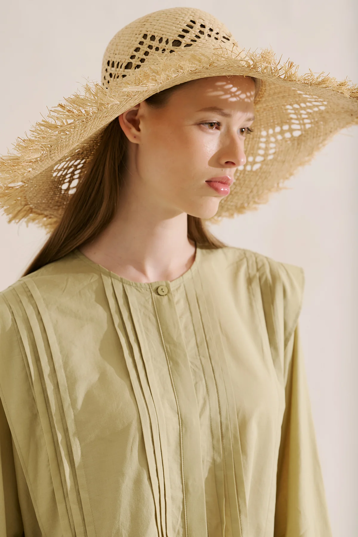 Open Weave Straw Hat Beige - Image 2