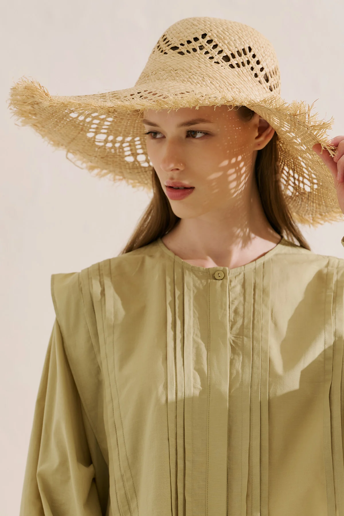 Open Weave Straw Hat Beige - Image 3