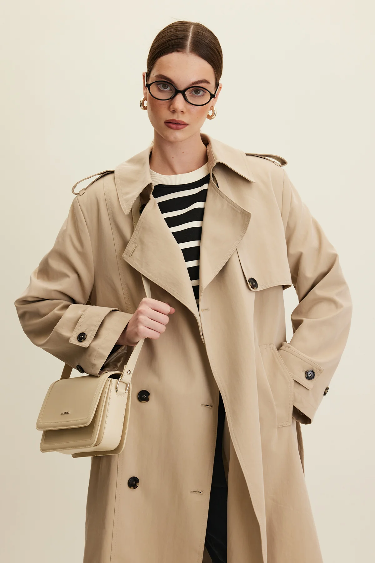 Anika Belted Trench Coat Stone - Image 4