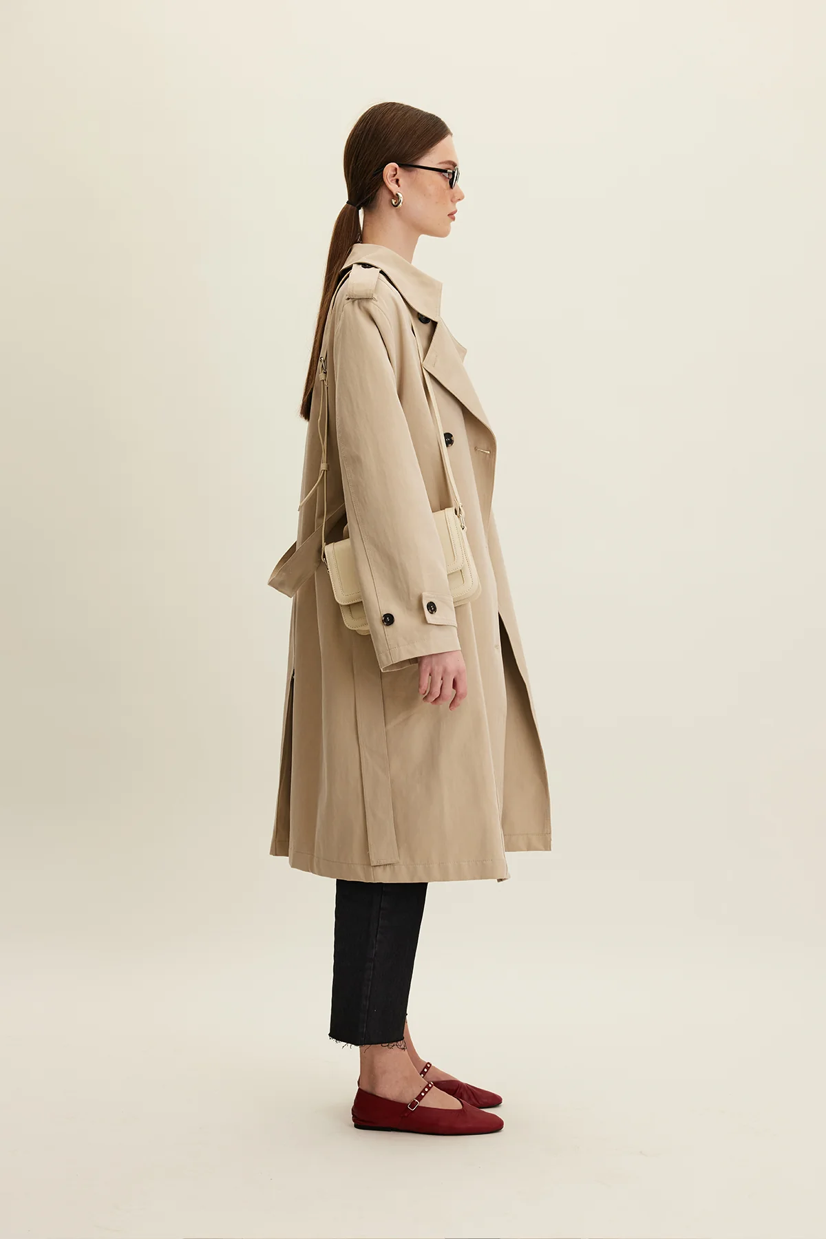 Anika Belted Trench Coat Stone - Image 5