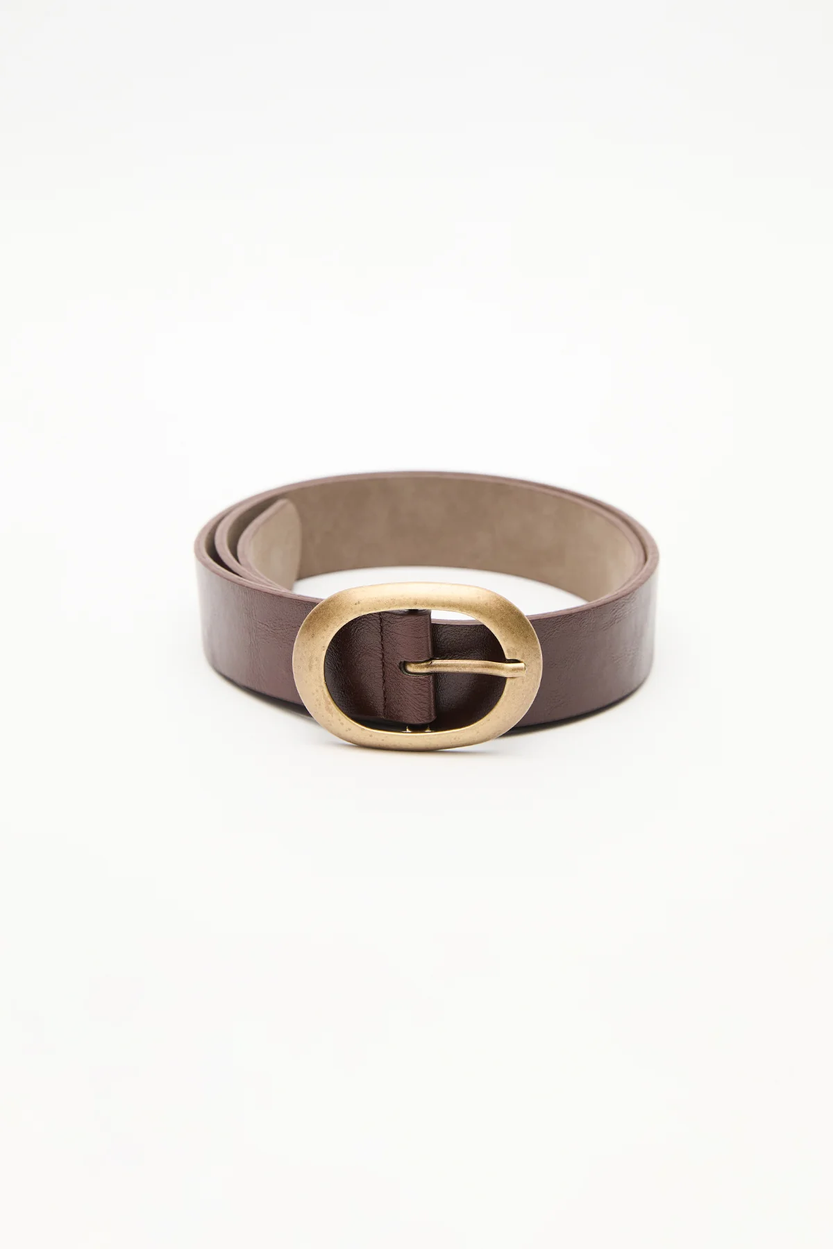 Antique Oval Buckle Faux Leather Belt Brown - Image 7