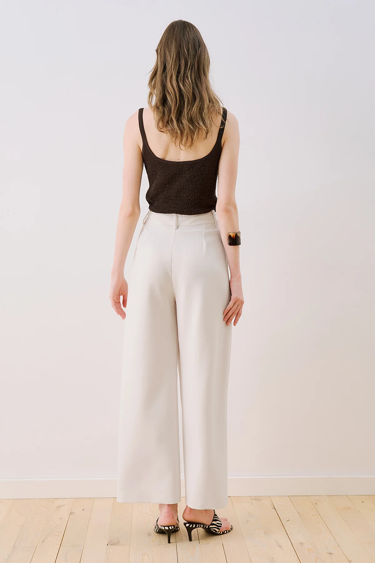 Wrap Front Fabric Trousers Ecru - Image 7