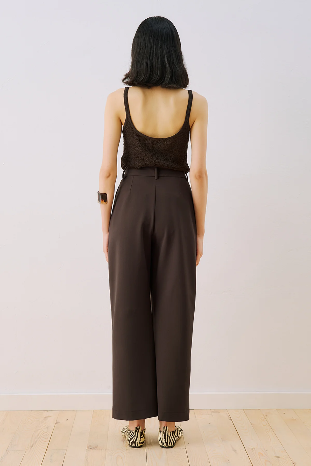 Wrap Front Fabric Trousers Brown - Image 8