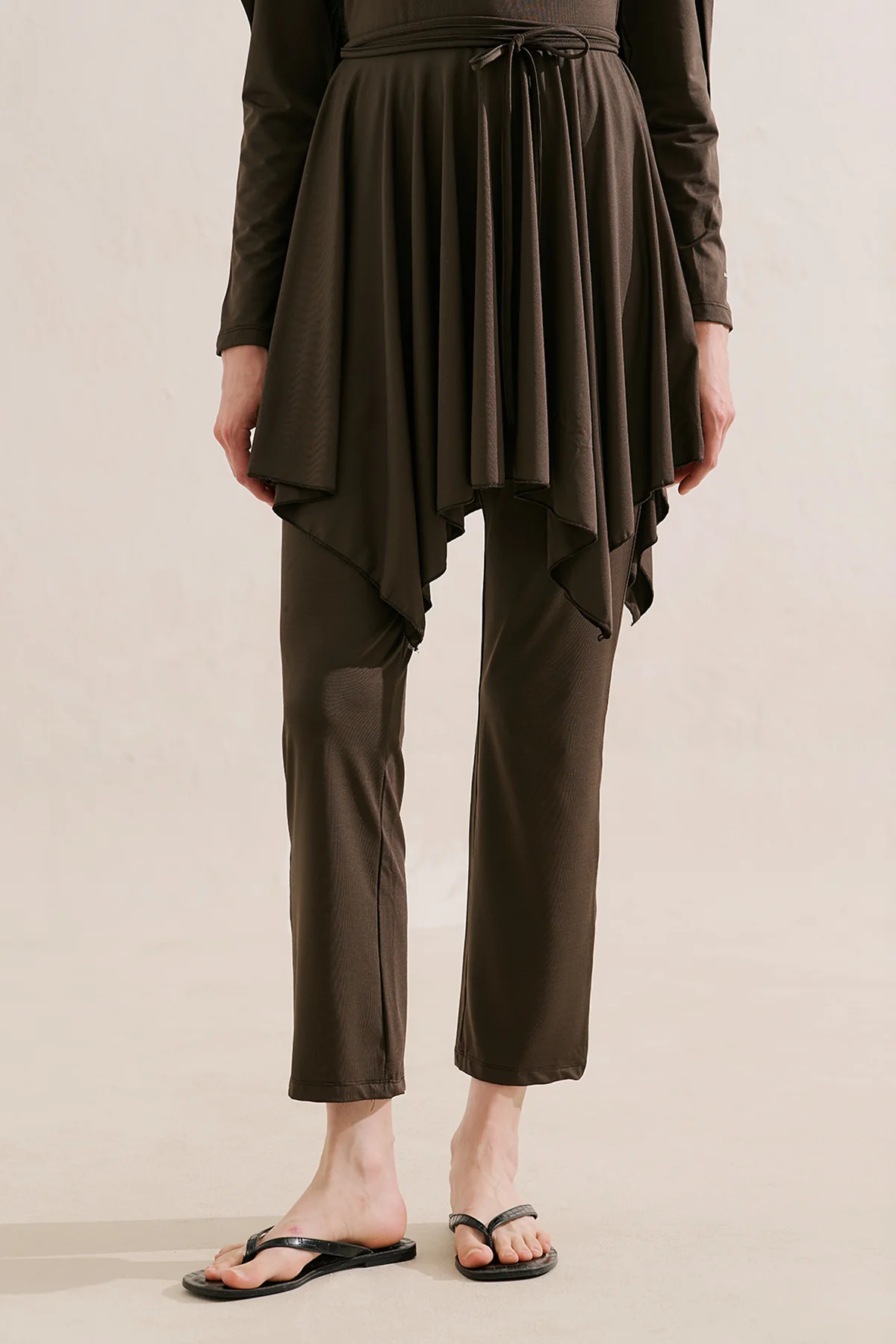 Modest Swim Set With Asymmetric Skirt Brown - Image 7