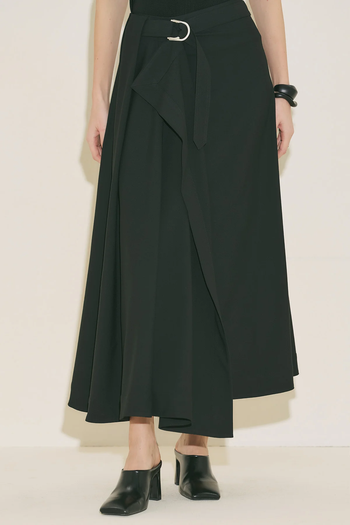 Asymmetric Belted Skirt Black - Image 10