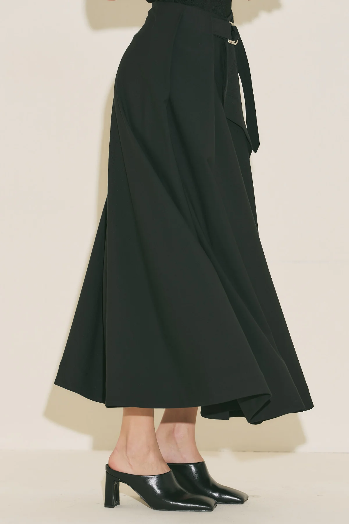 Asymmetric Belted Skirt Black - Image 6