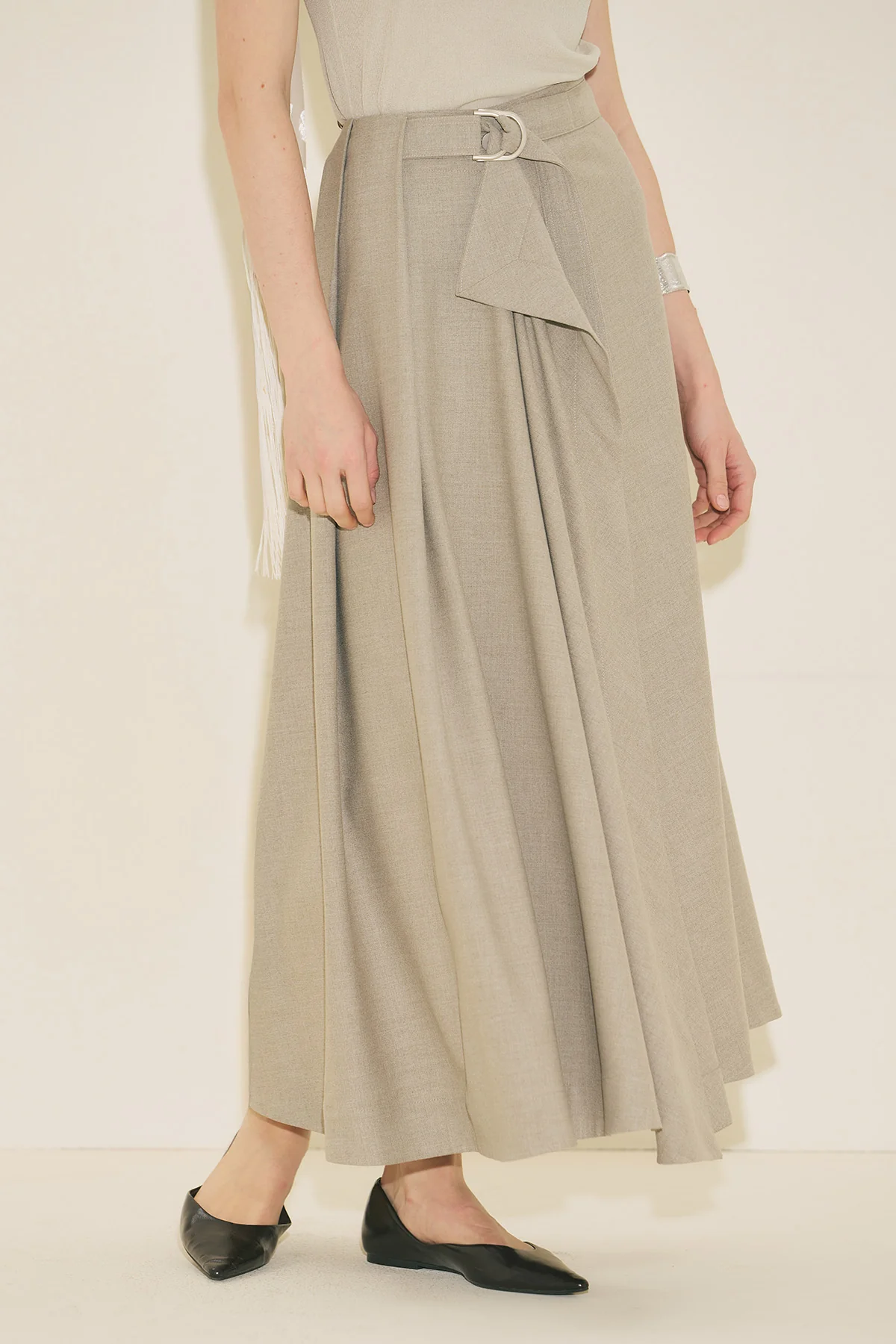 Asymmetric Belted Skirt Stone - Image 14