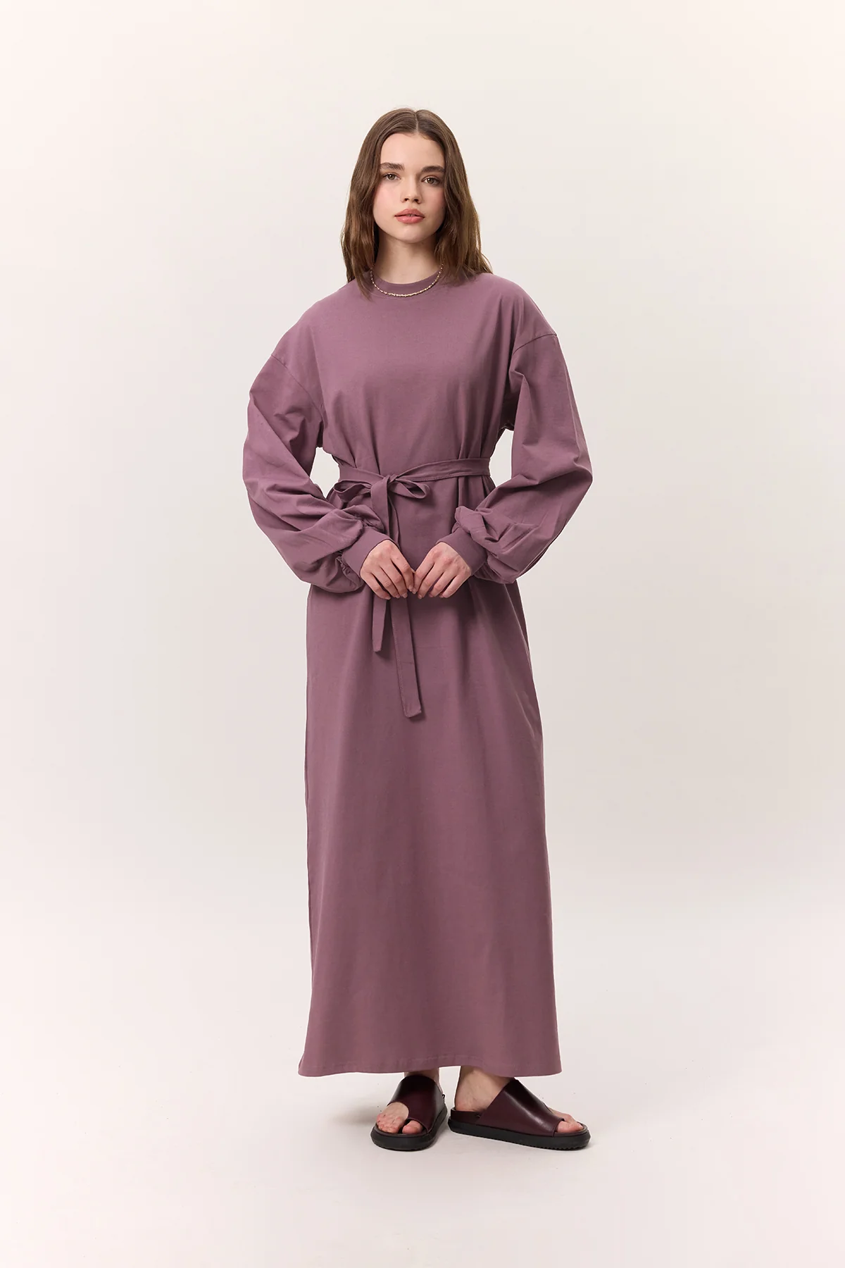 Balloon-Sleeve Long Dress Lilac - Image 2