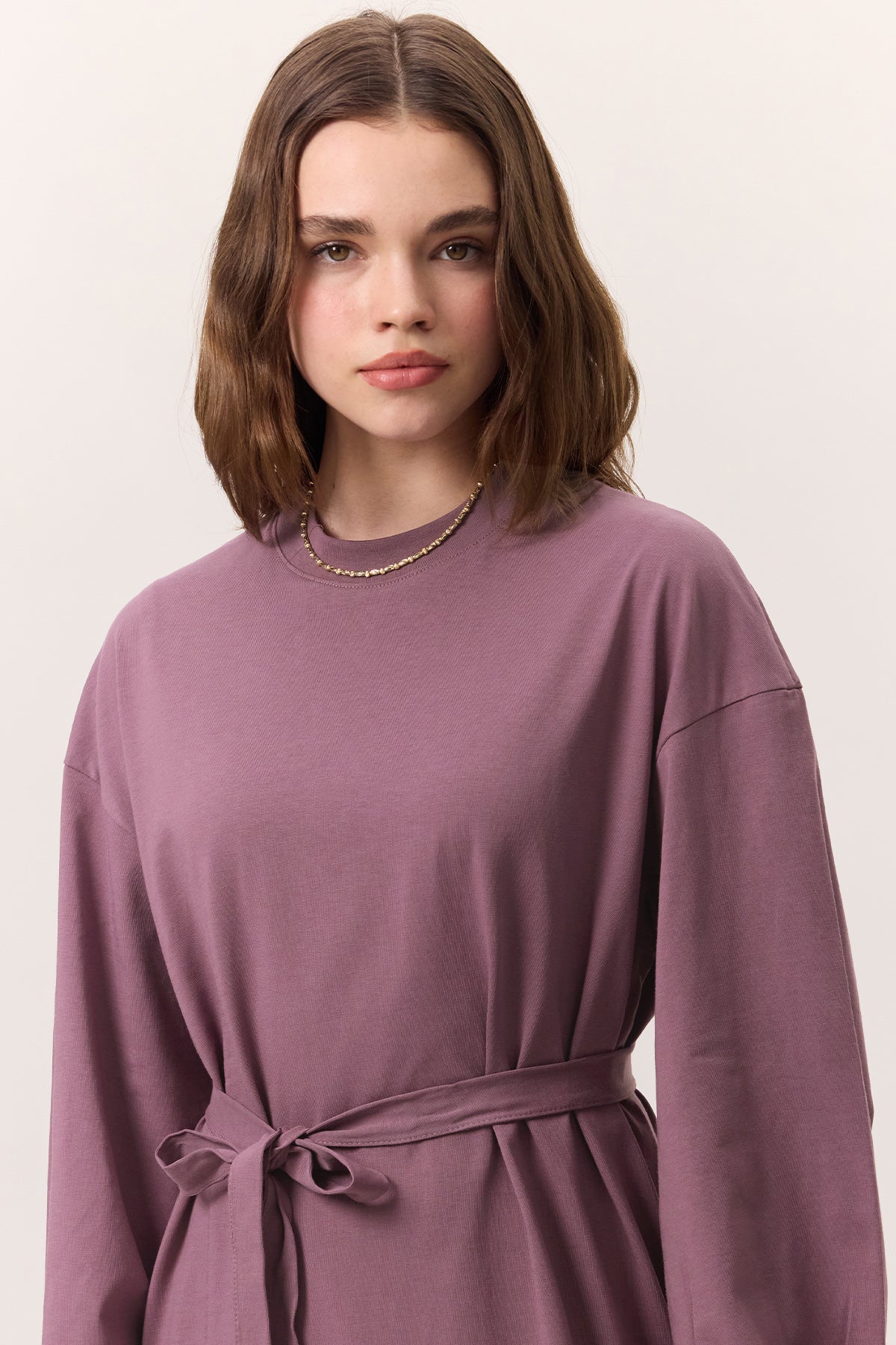 Balloon-Sleeve Long Dress Lilac - Image 3