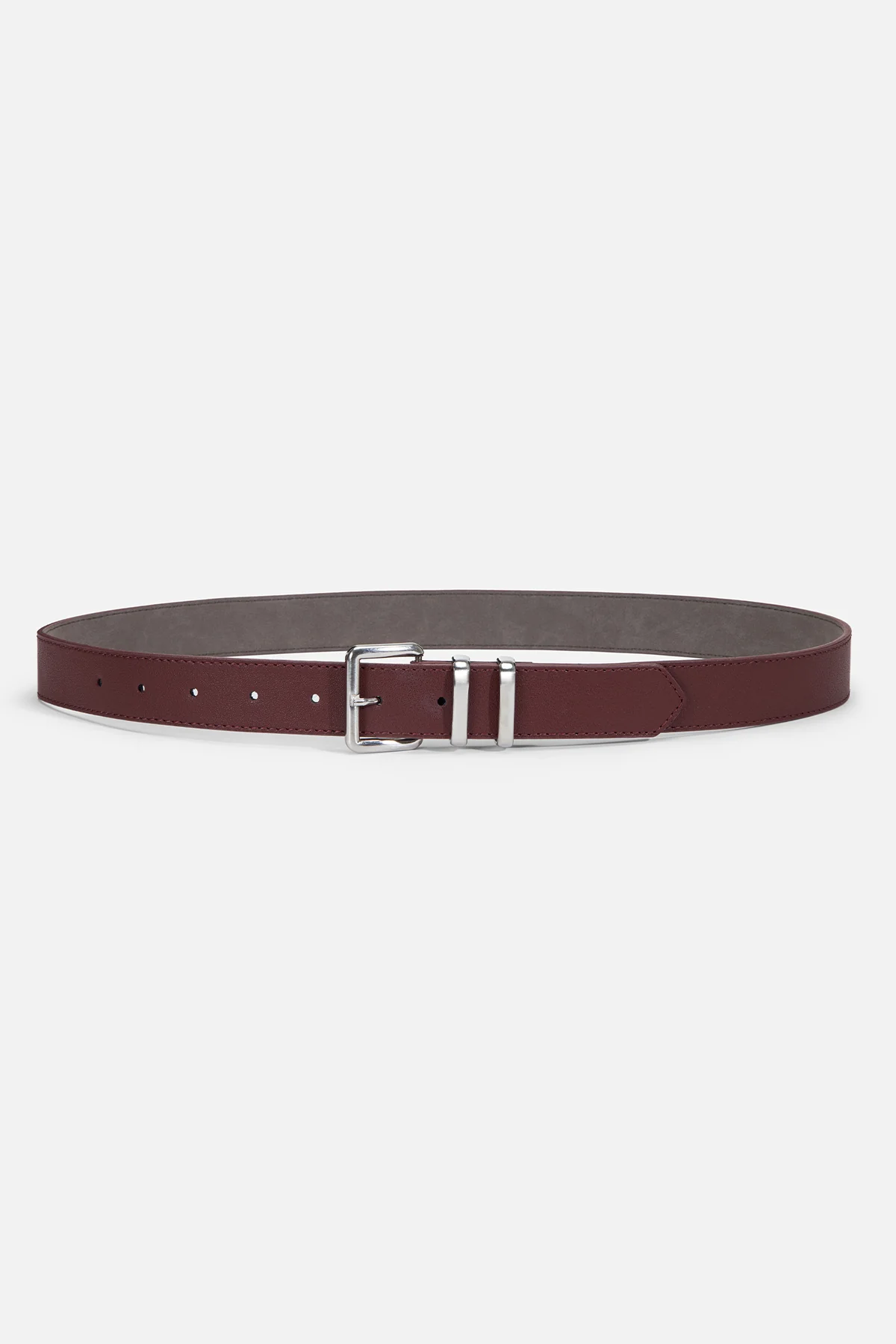 Basic Square Buckle Faux Leather Belt Burgundy - Image 2