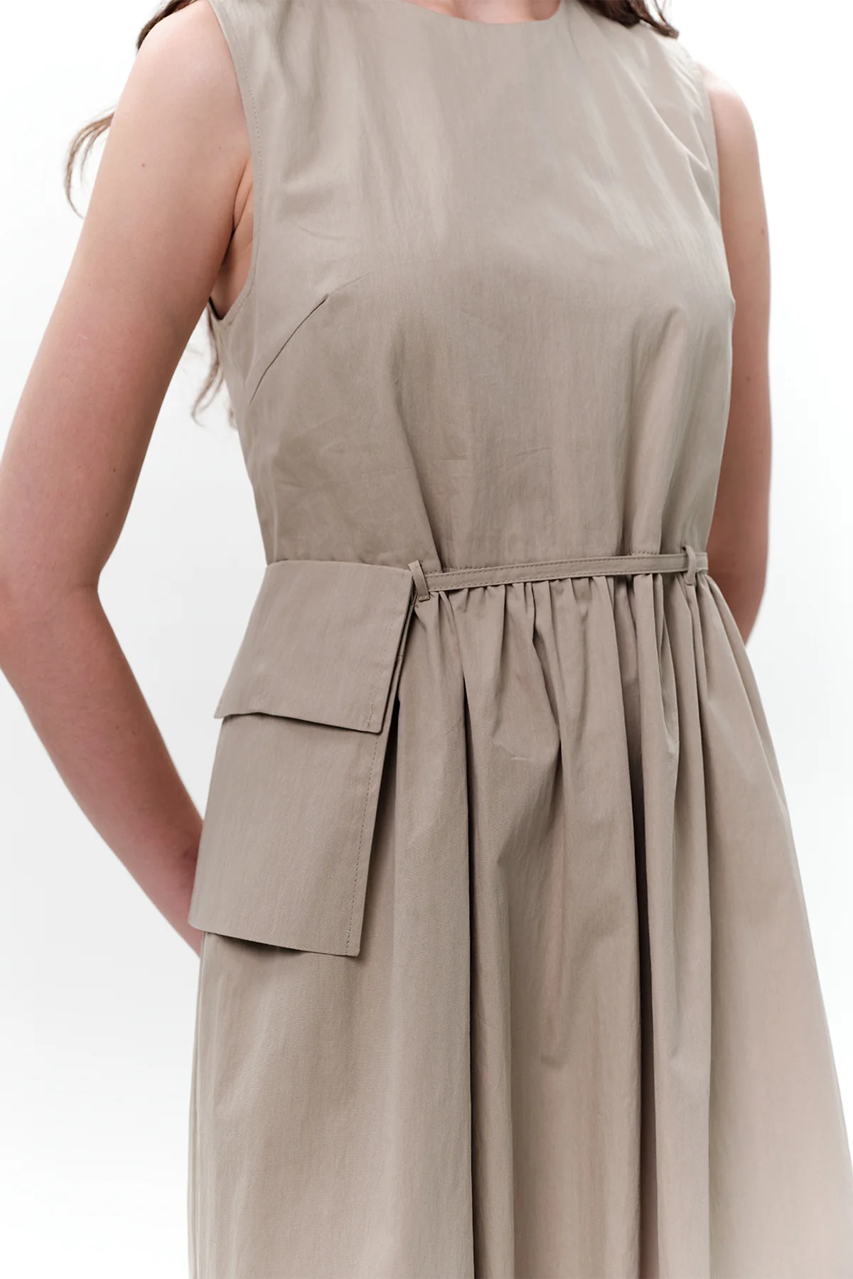 Belt Detail Sleeveless Dress Green - Image 7
