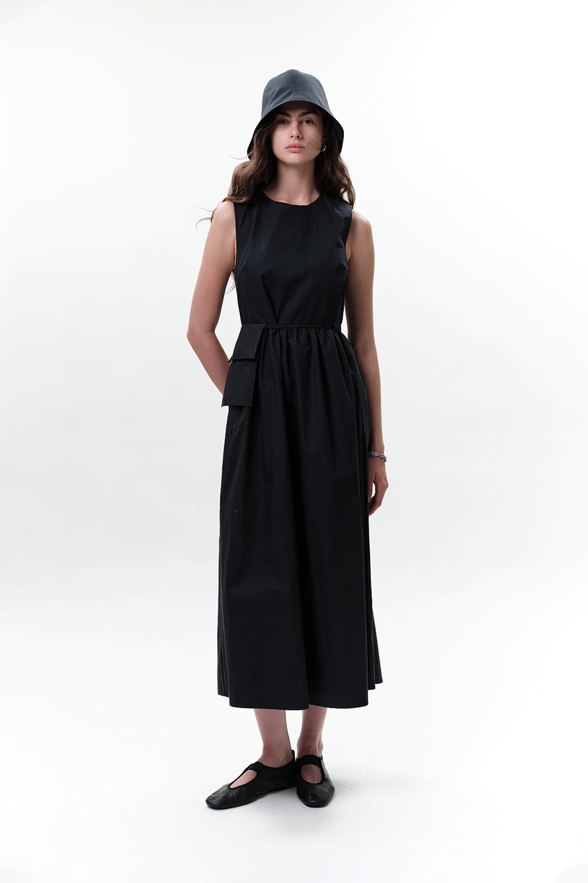 Belt Detail Sleeveless Dress Navy Blue - Image 2
