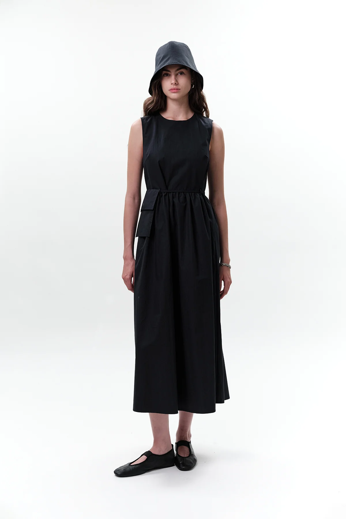 Belt Detail Sleeveless Dress Navy Blue - Image 3
