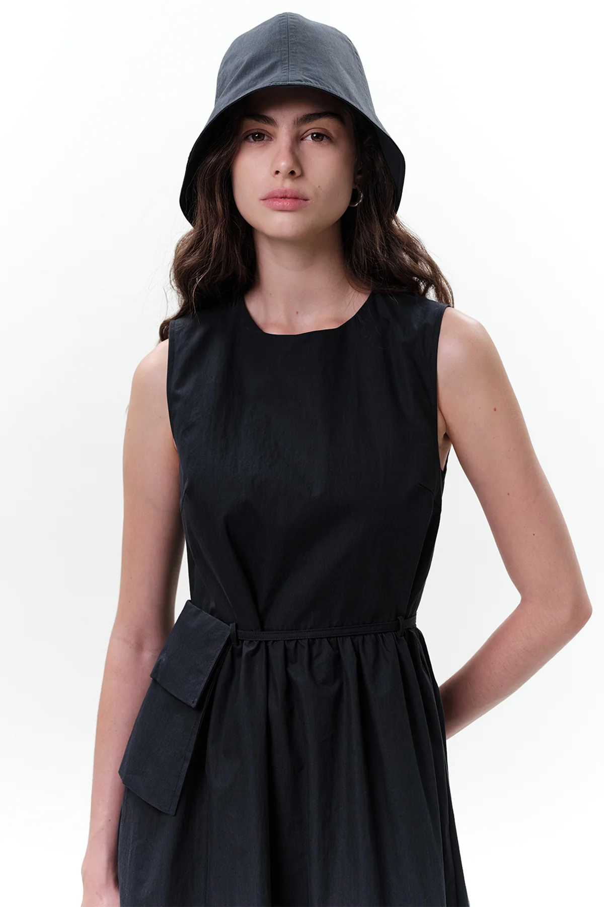 Belt Detail Sleeveless Dress Navy Blue - Image 5