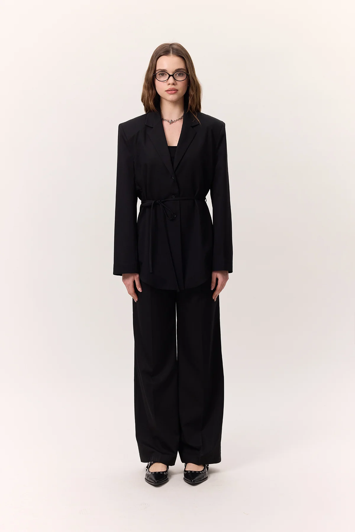 Belted Buttoned Blazer Black - Image 5