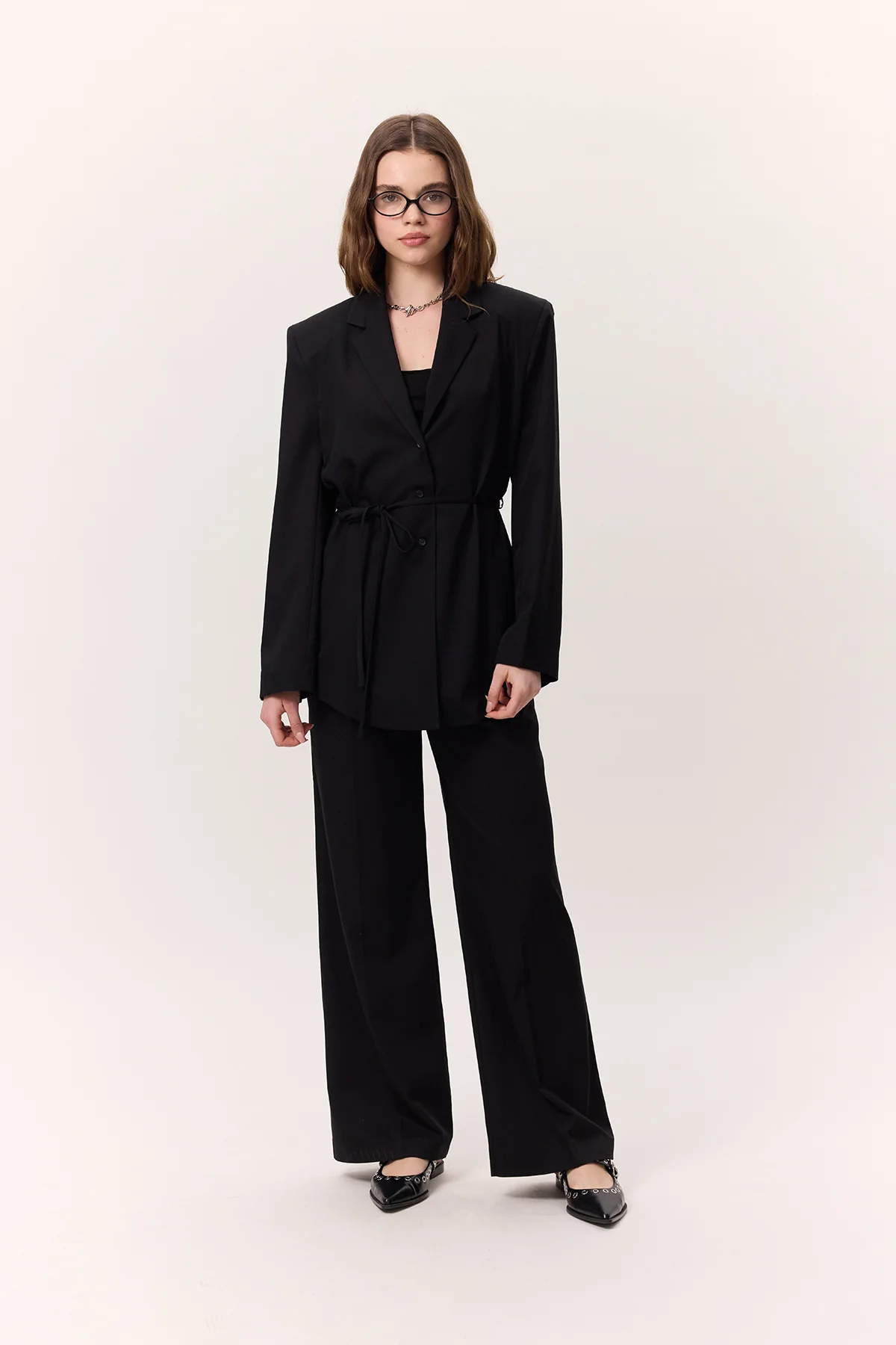 Belted Buttoned Blazer Black - Image 6