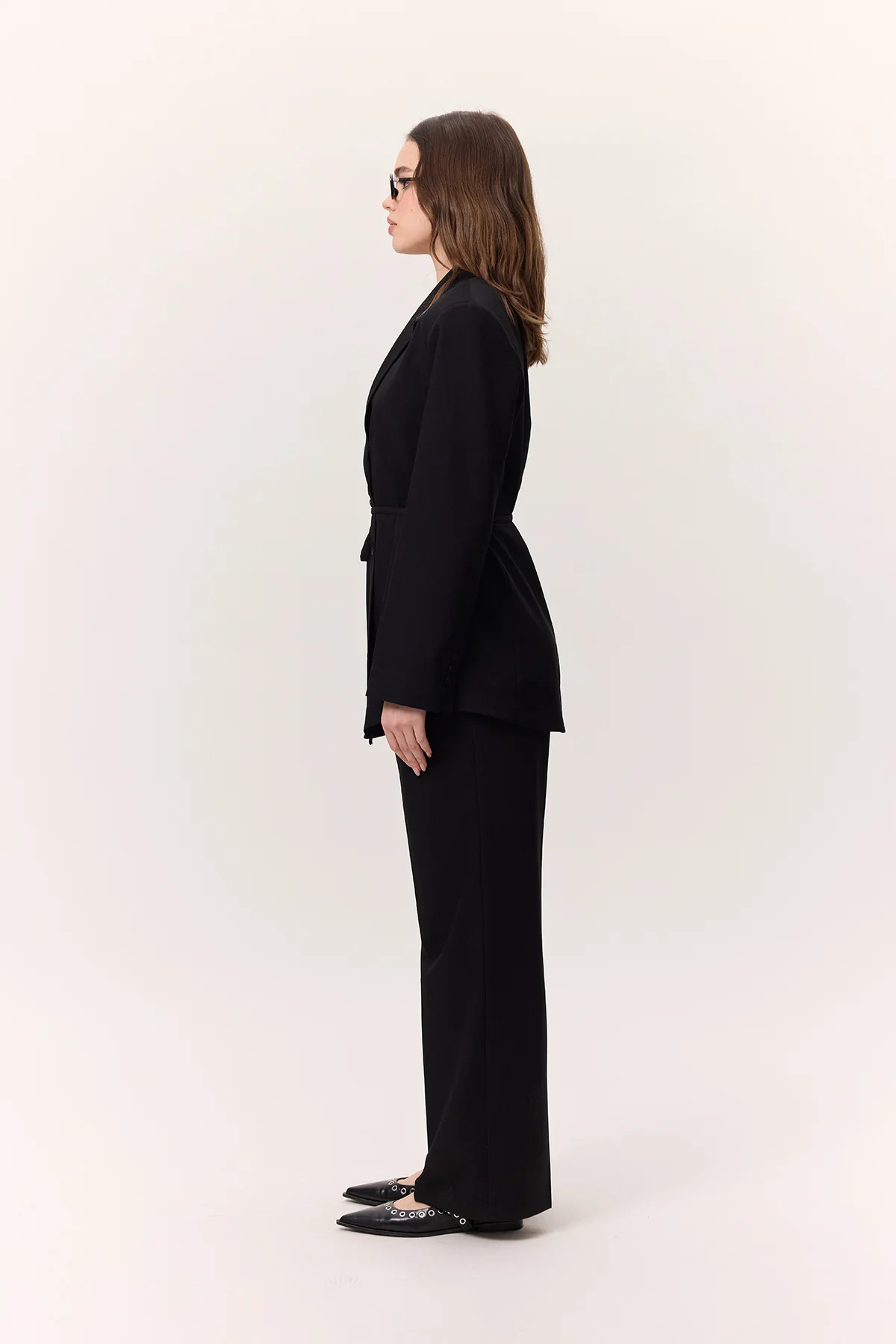 Belted Buttoned Blazer Black - Image 7