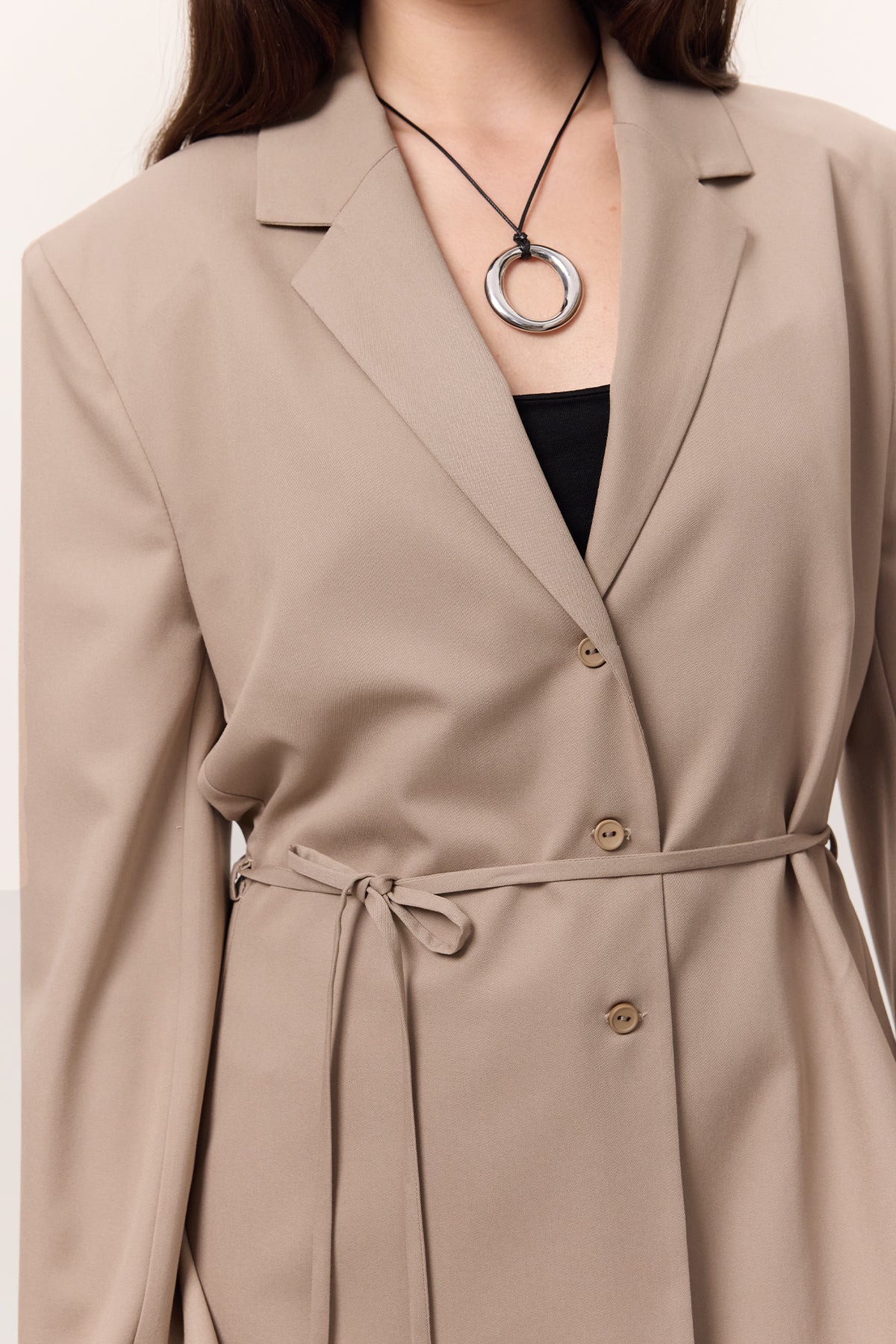 Belted Buttoned Blazer Camel - Image 7