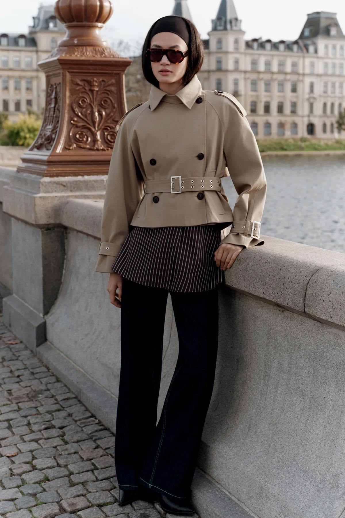 Belted Short Trench Coat Sand - Image 2