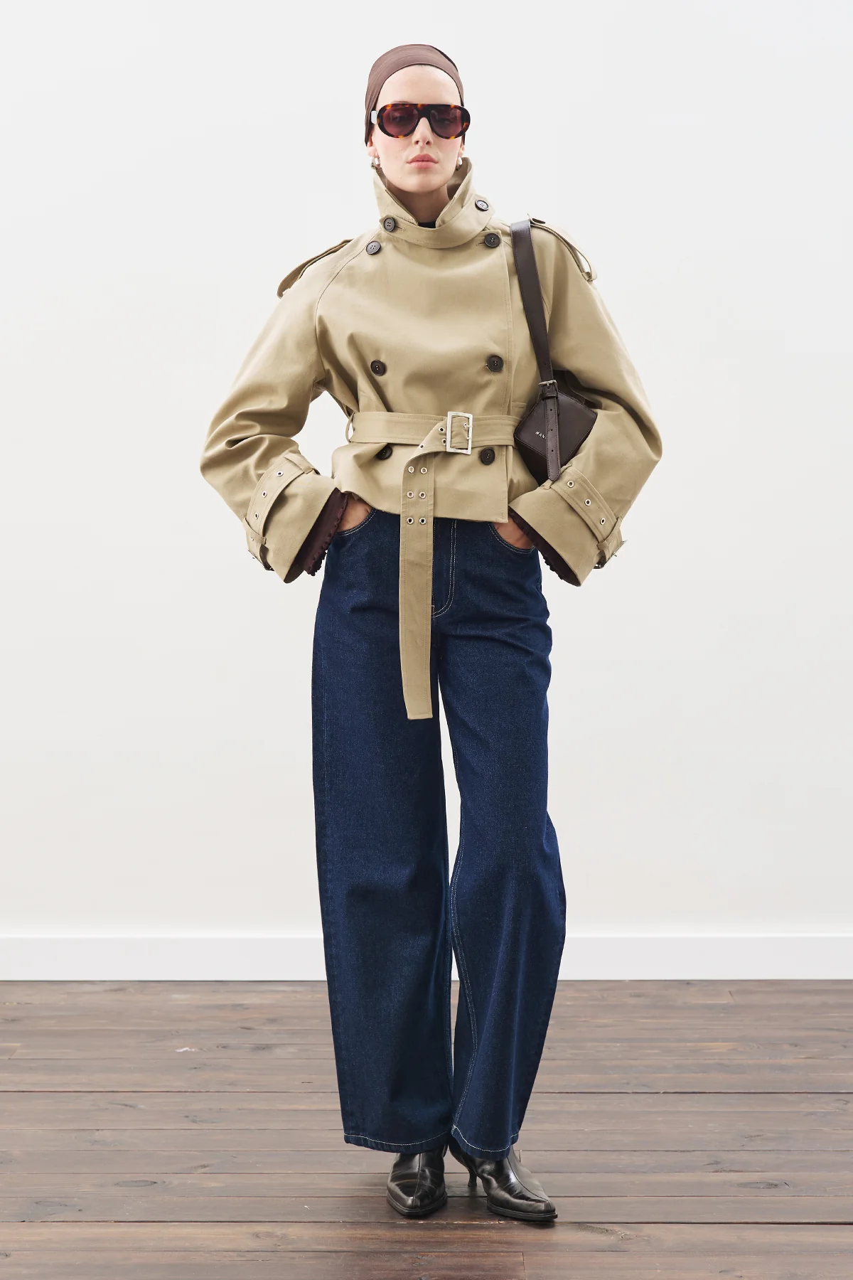 Belted Short Trench Coat Sand - Image 3