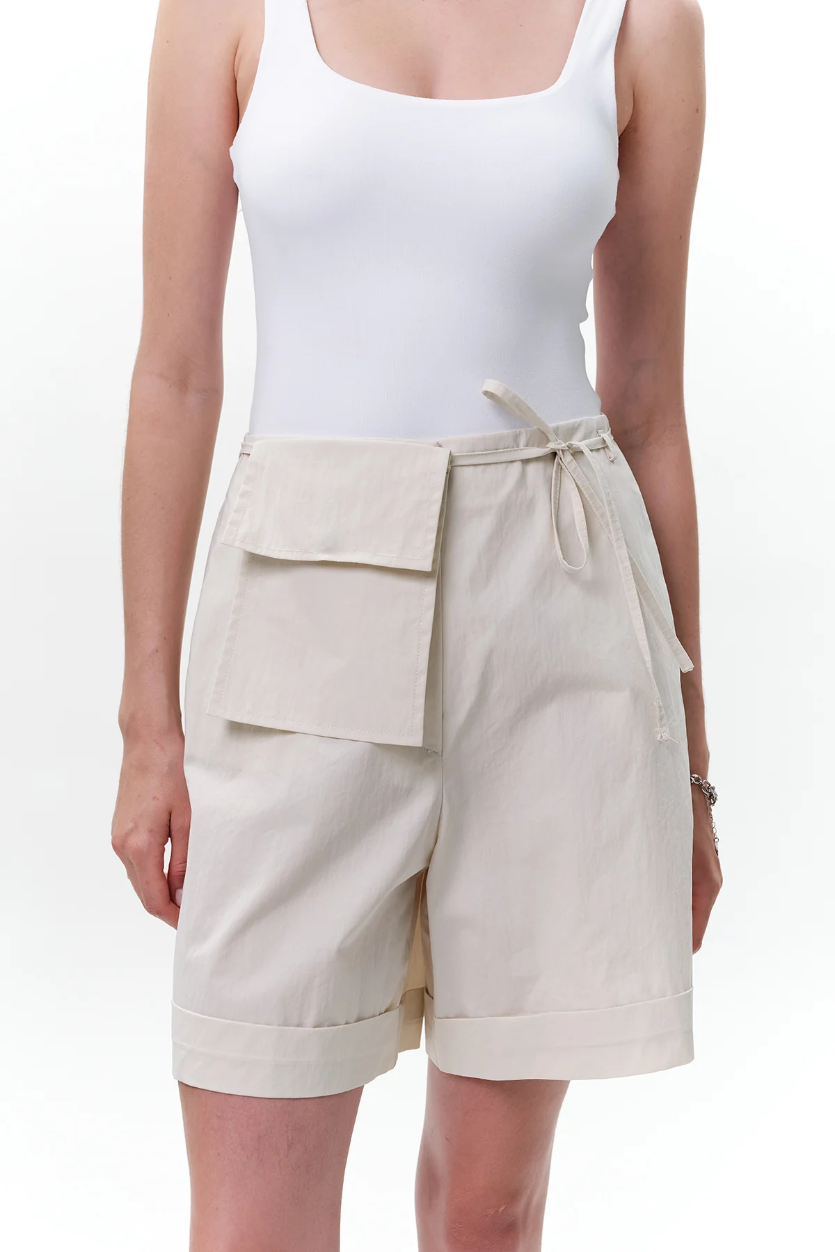Belted Shorts With Pockets Stone - Image 5