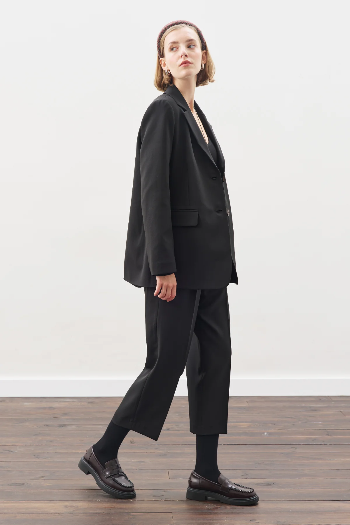 Belted Single-Button Blazer Black - Image 6