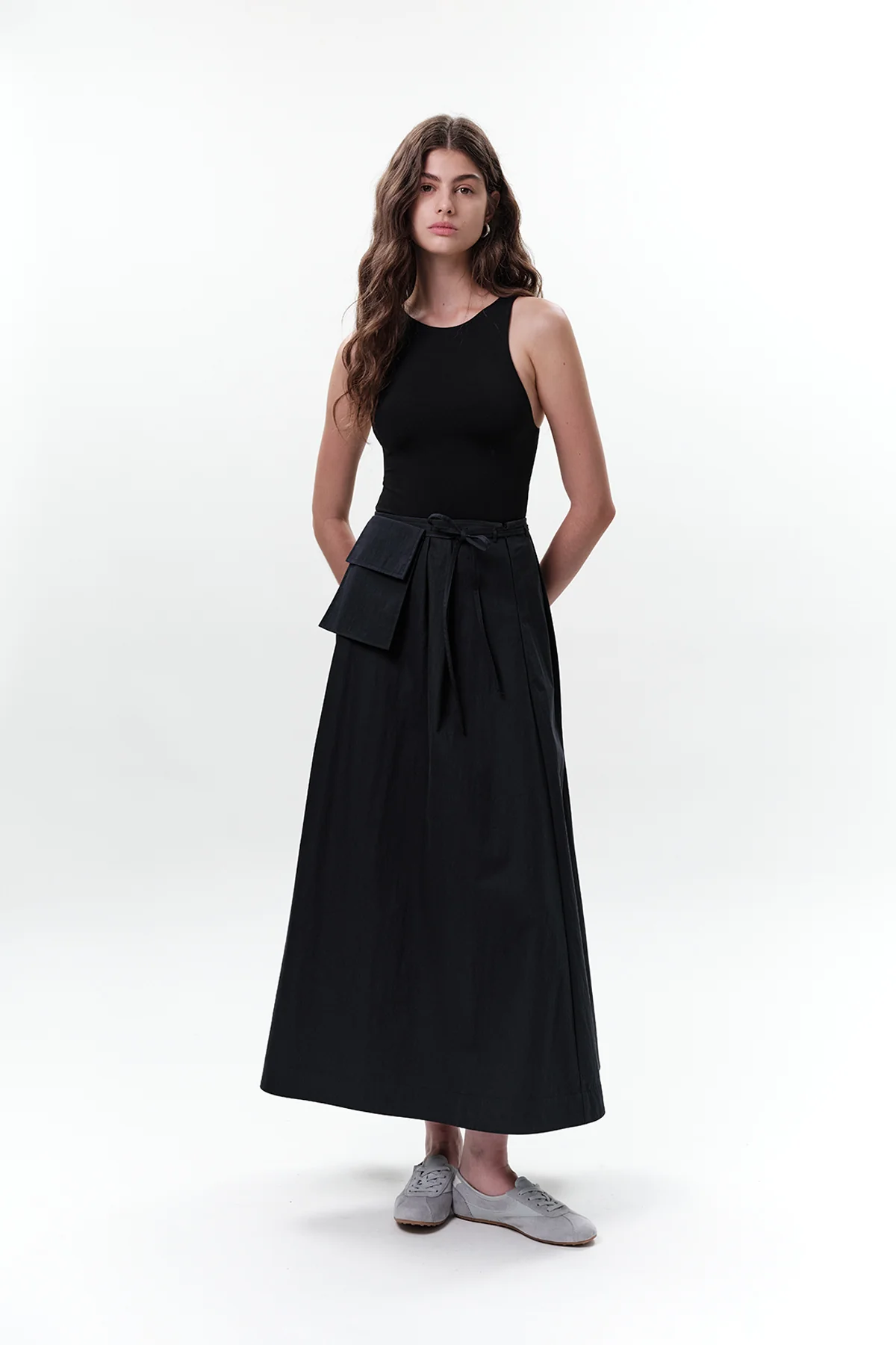 Belted Skirt With Pockets Navy Blue - Image 5