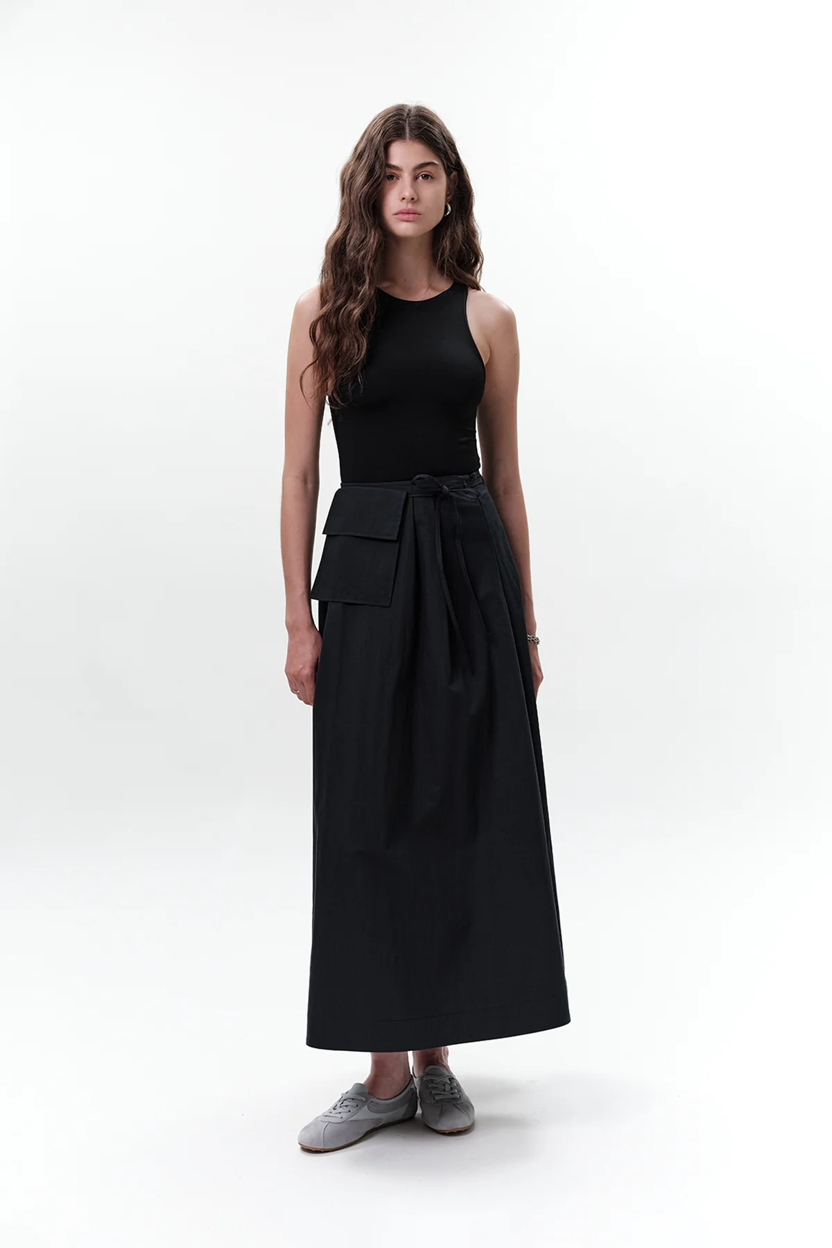 Belted Skirt With Pockets Navy Blue - Image 6