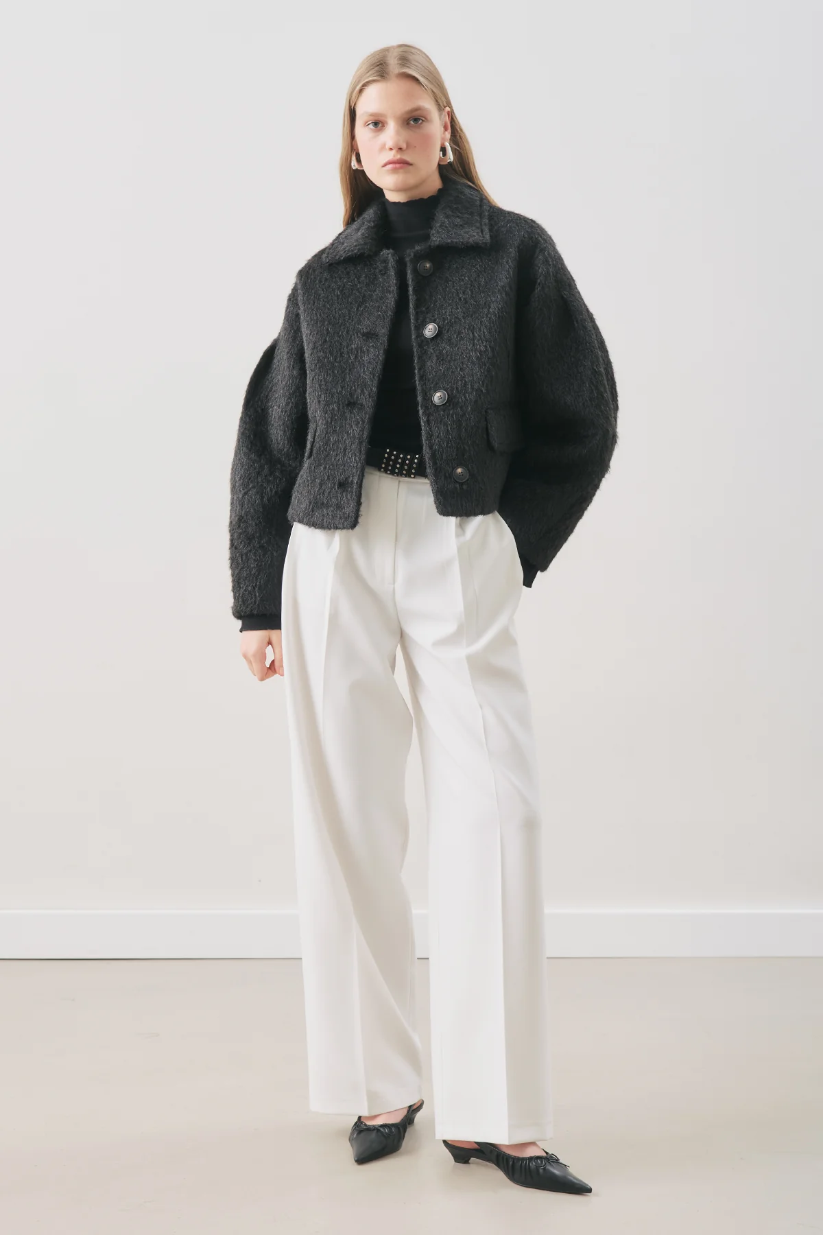 Bouclé Short Coat Black