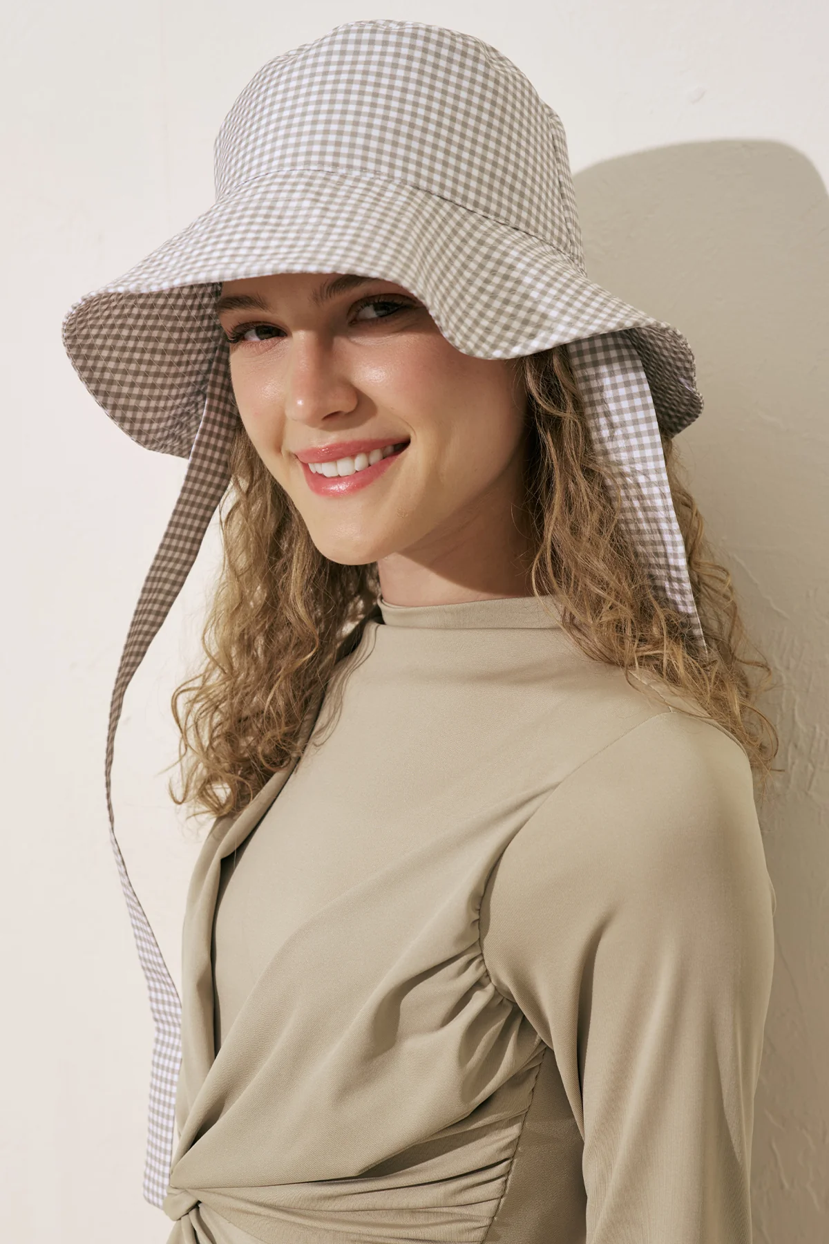 Bucket Hat With String Gingham - Image 2