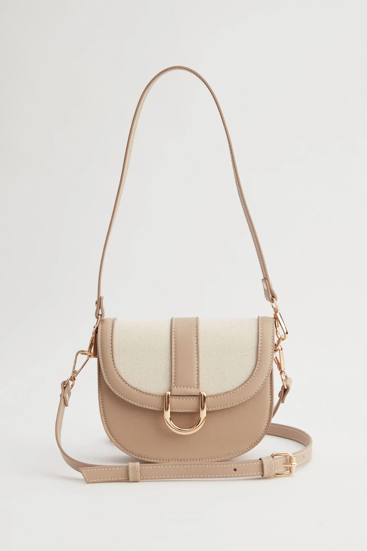Buckle Detail Canvas Bag Beige - Image 5