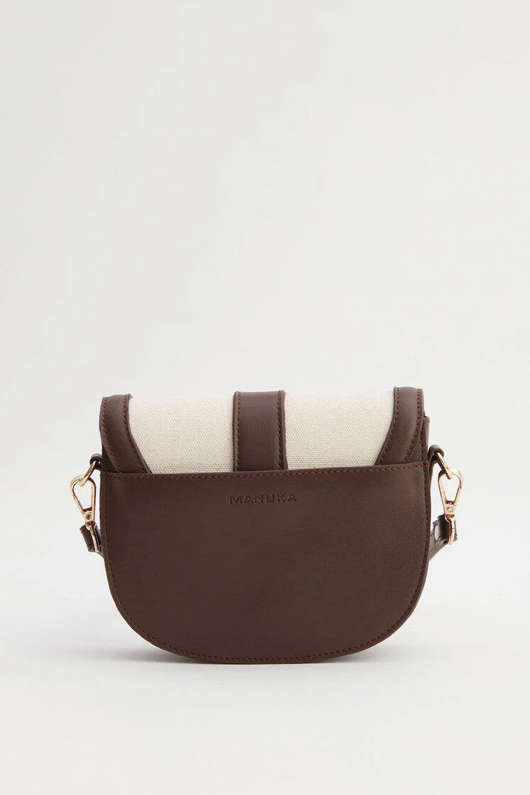 Buckle Detail Canvas Bag Brown - Image 7