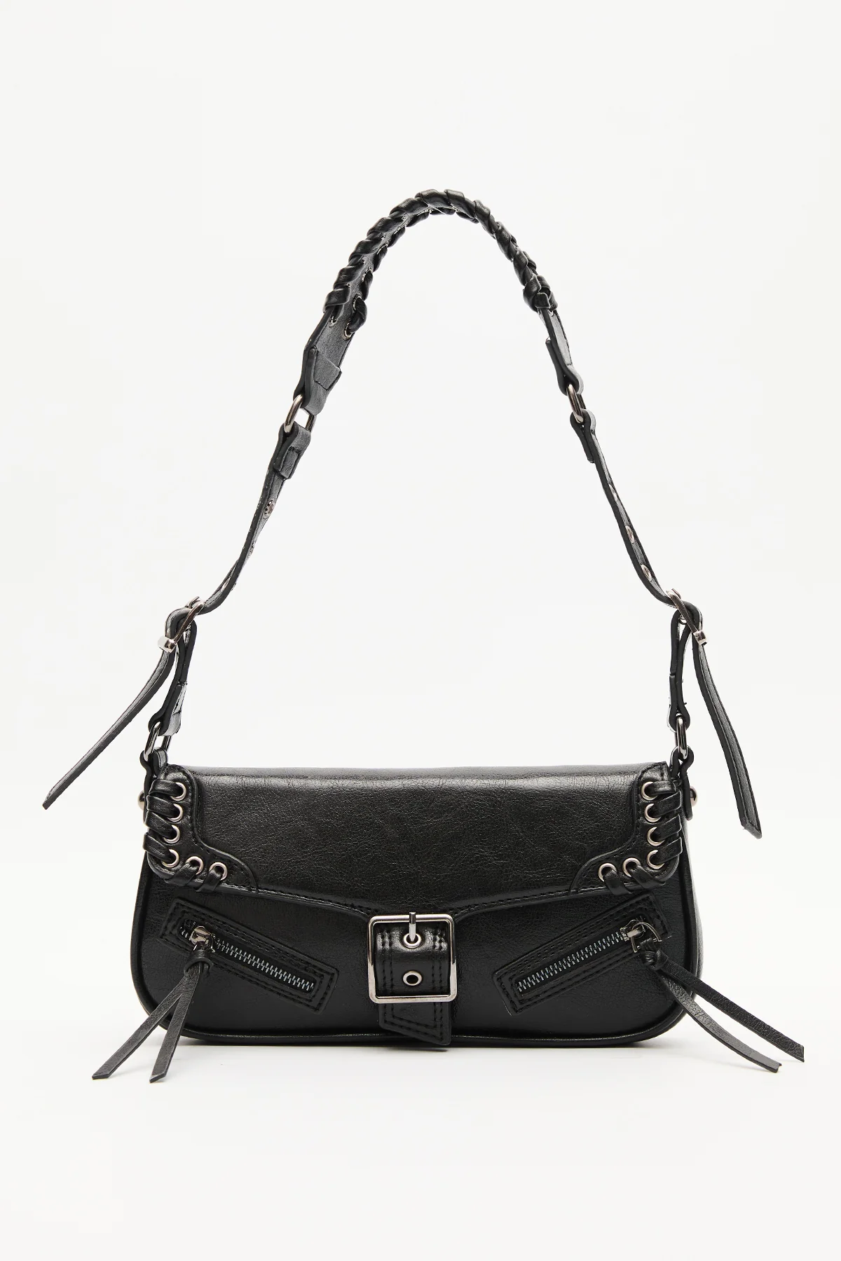 Buckle Detail Shoulder Bag Black - Image 3