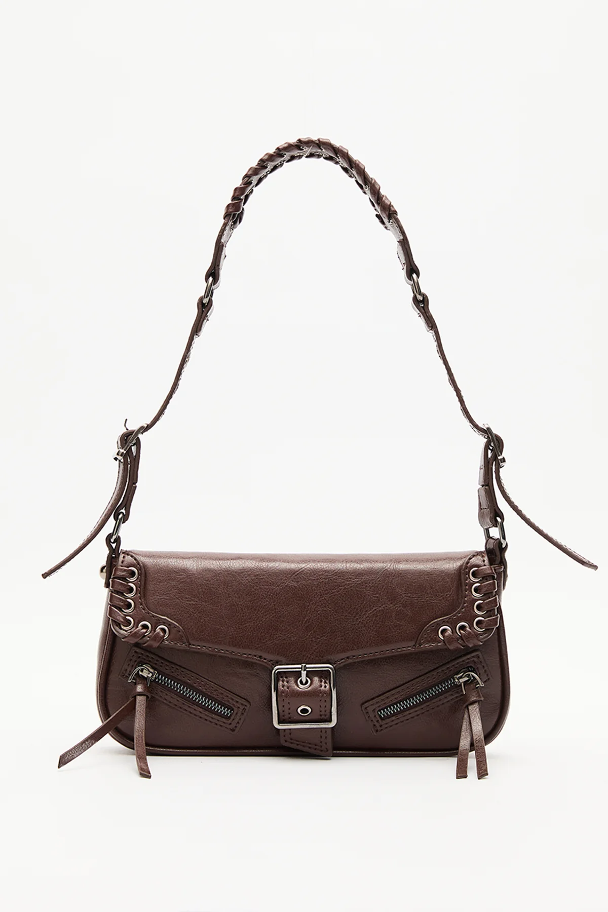 Buckle Detail Shoulder Bag Brown - Image 3