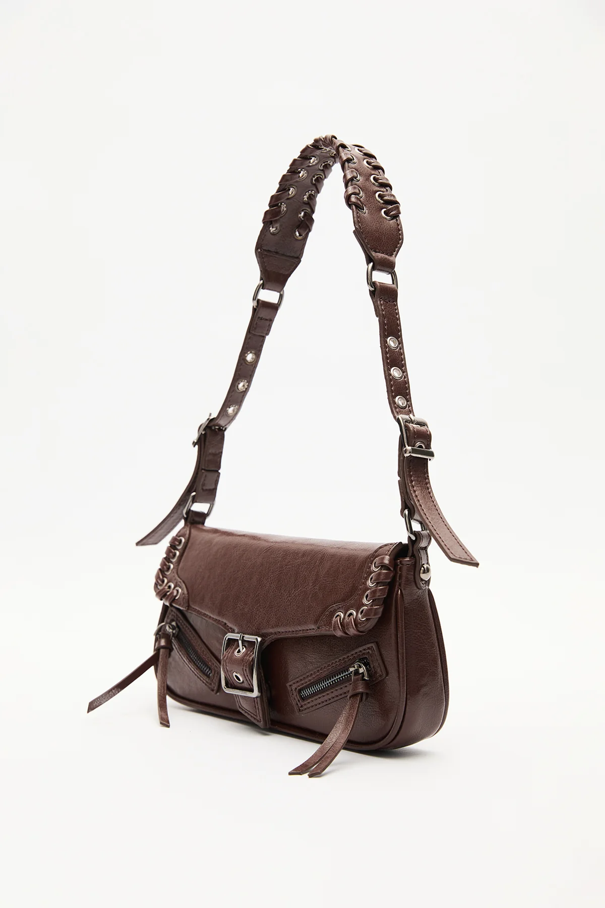 Buckle Detail Shoulder Bag Brown - Image 5