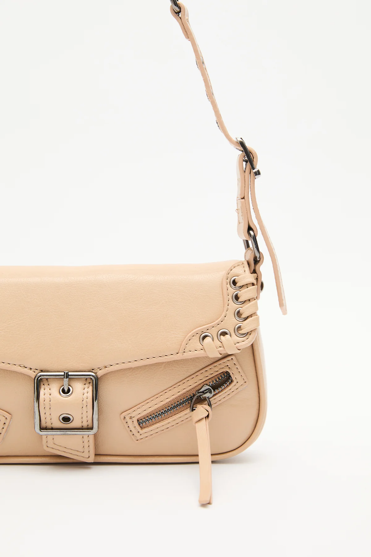 Buckle Detail Shoulder Bag Nude - Image 6