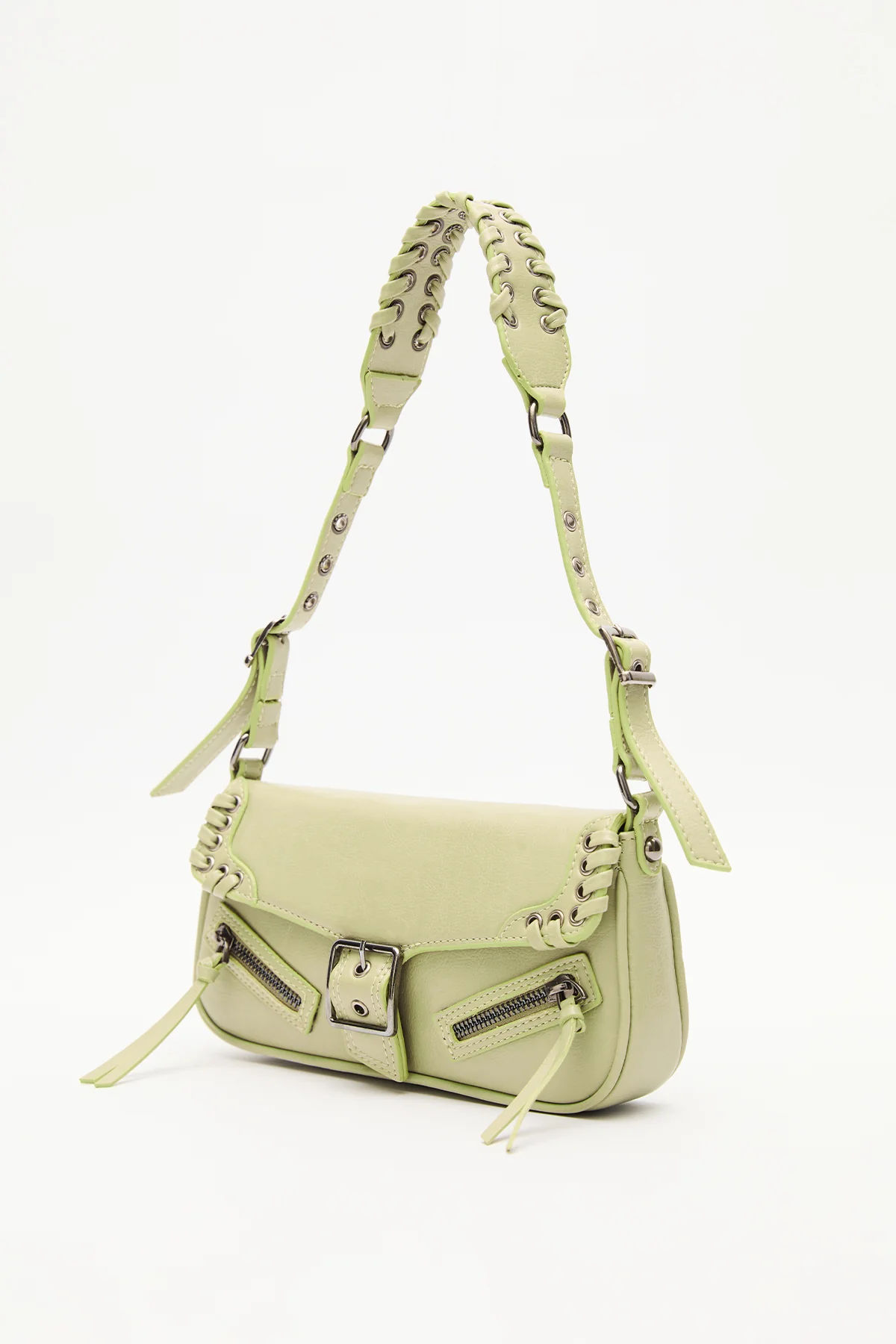 Buckle Detail Shoulder Bag Soft Green - Image 5