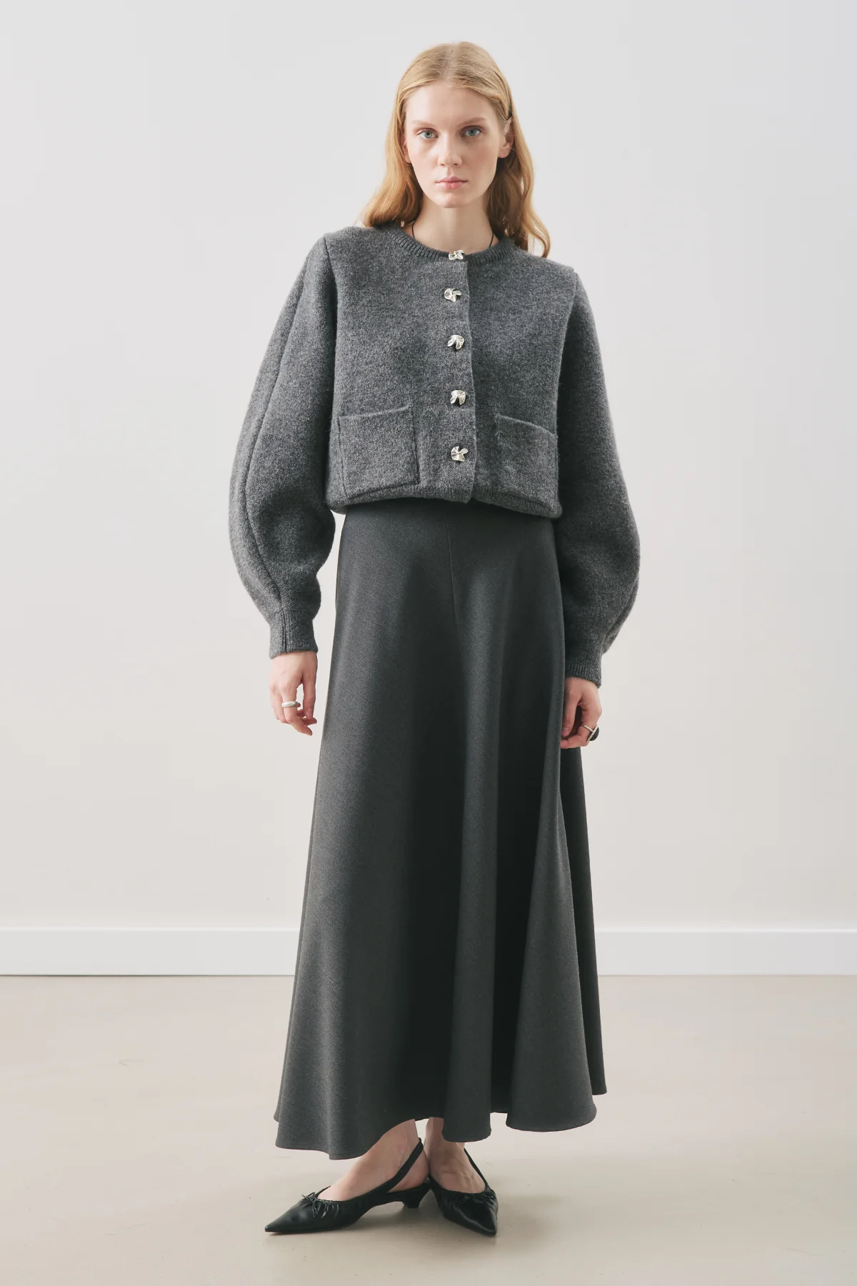 Button-Detail Cardigan Anthracite - Image 3