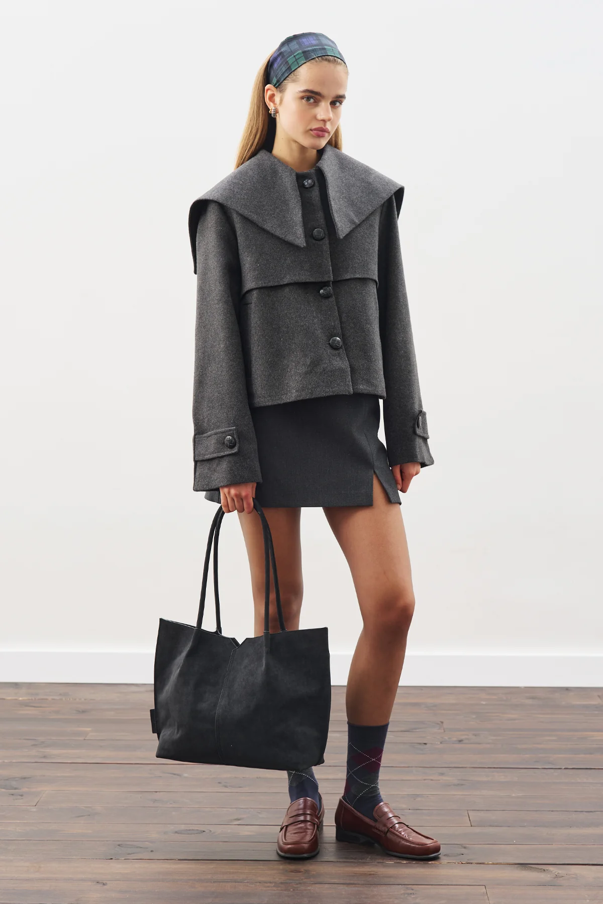 Button-Detail Wool Coat Anthracıte